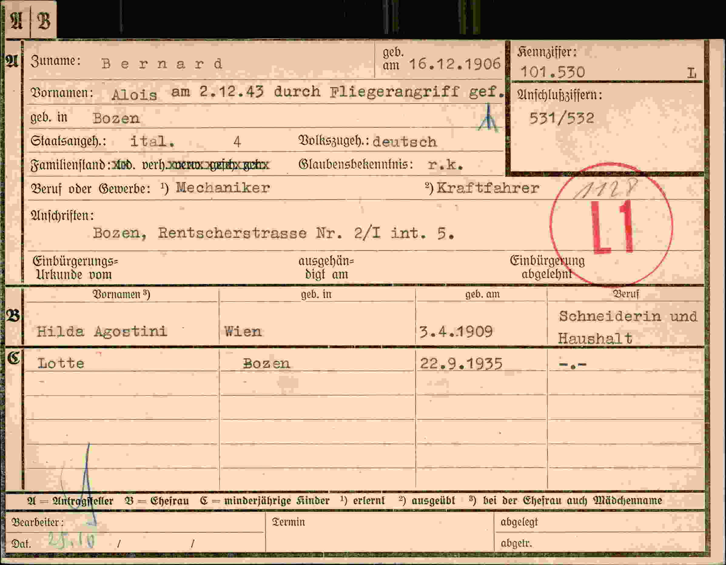 Dokument für Alois Bernard