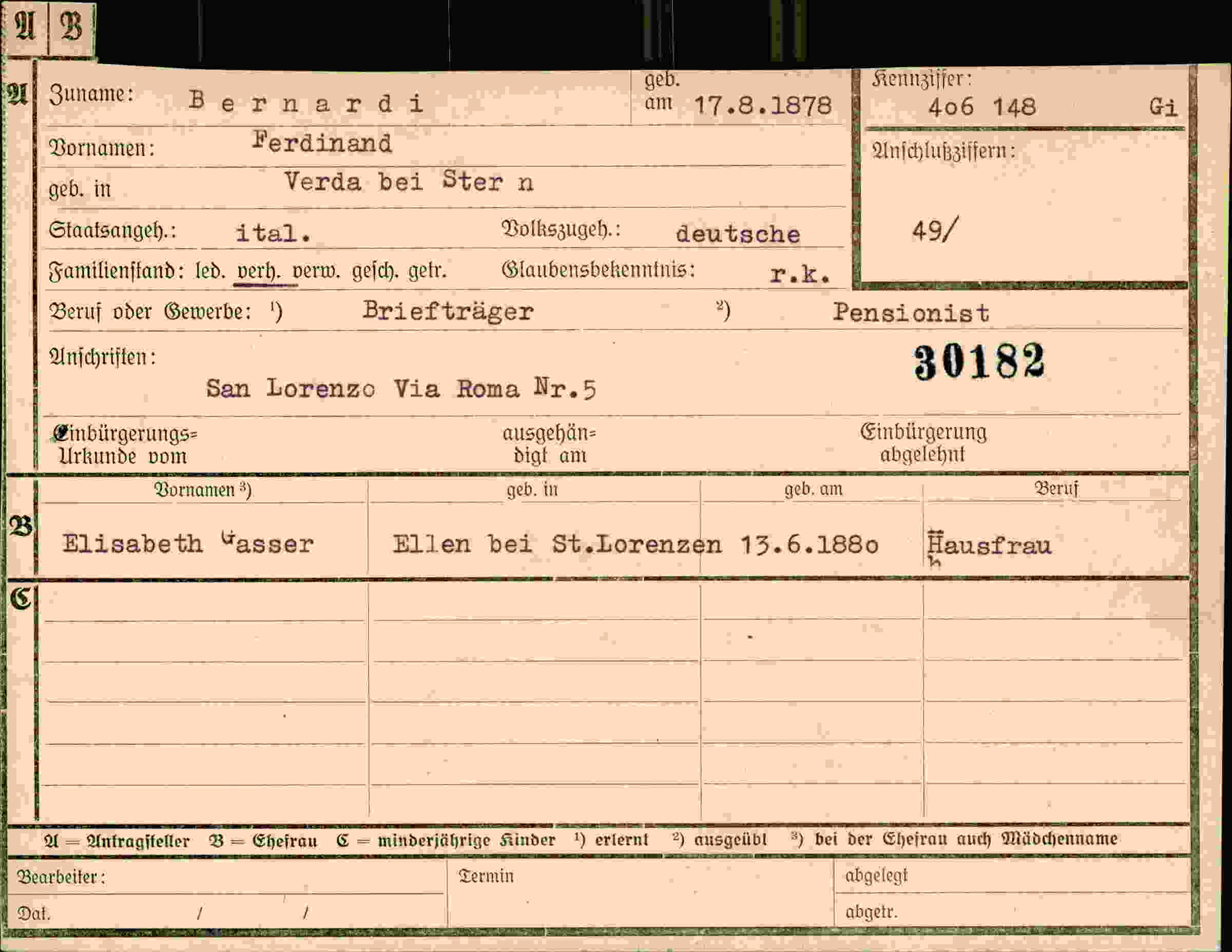 Dokument für Ferdinand Bernardi
