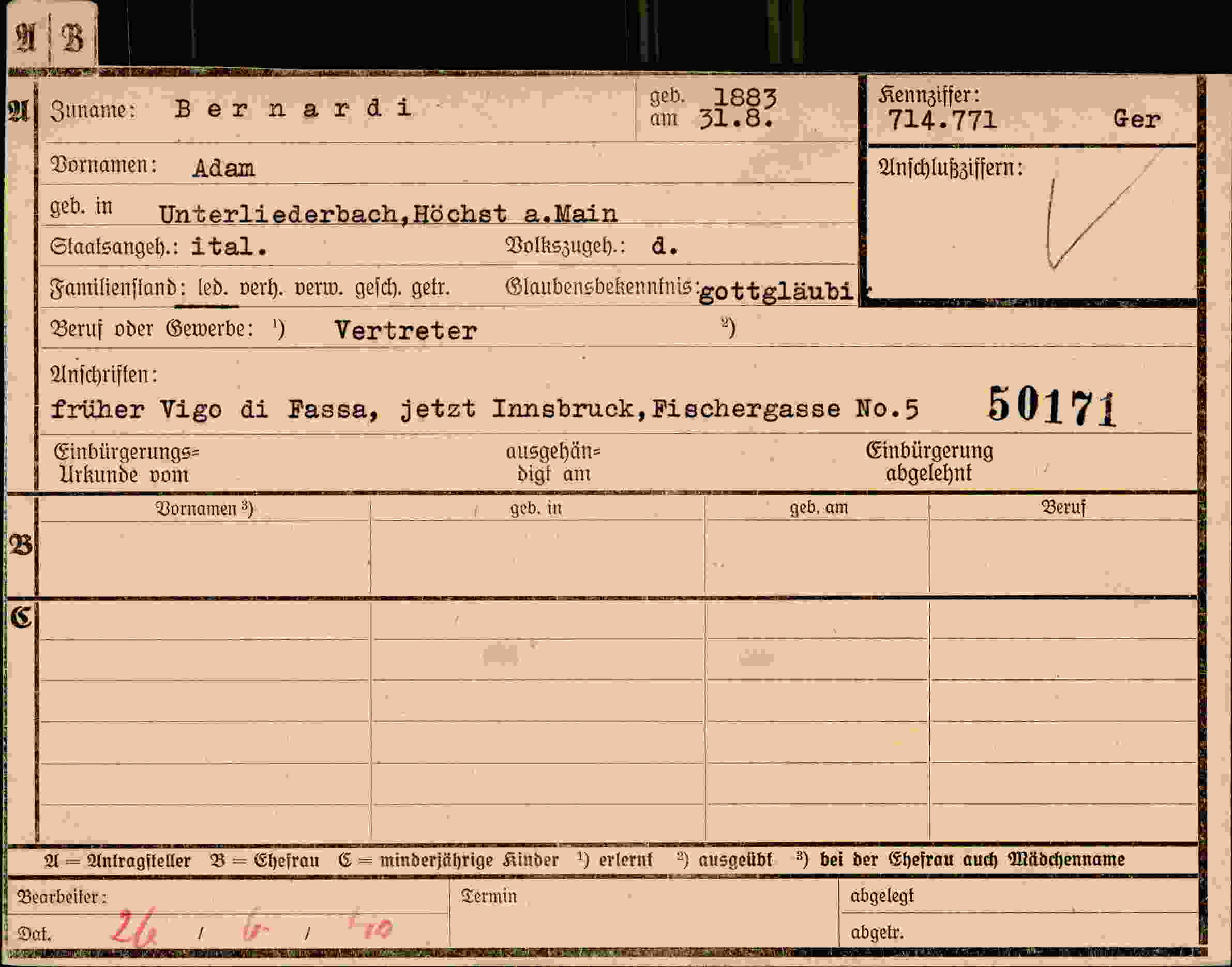 Dokument für Adam Bernardi