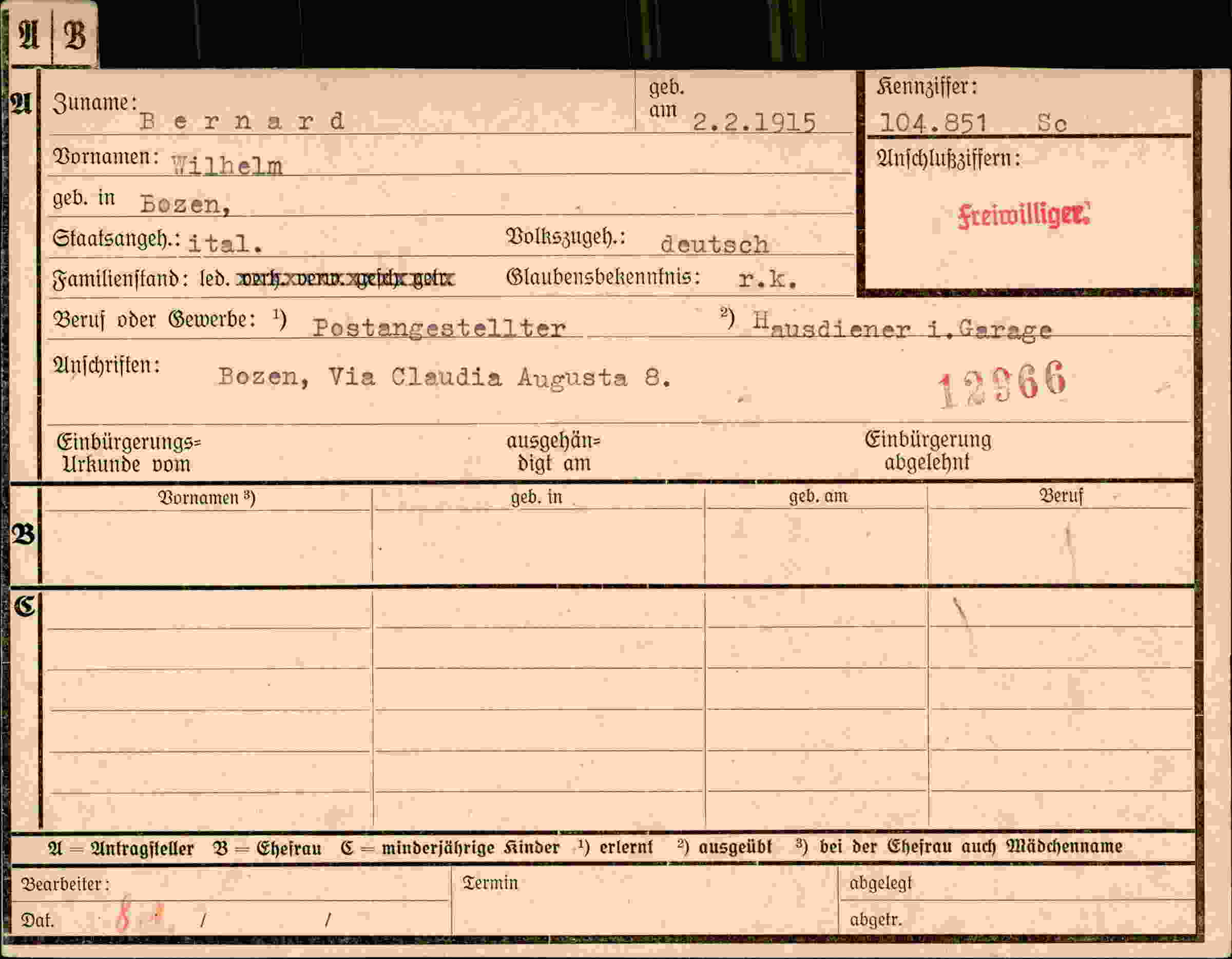 Dokument für Wilhelm Bernard