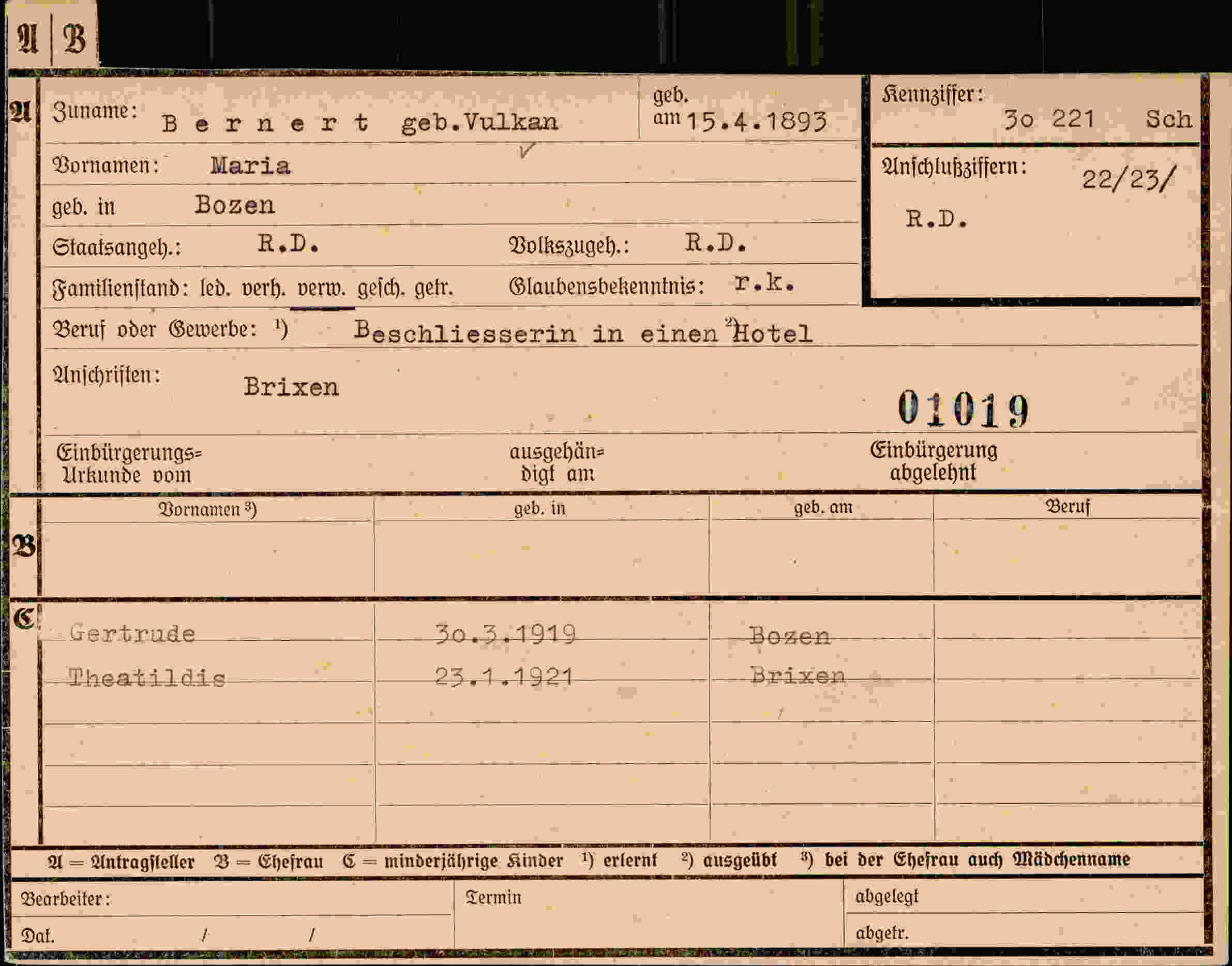 Dokument für Maria Bernert