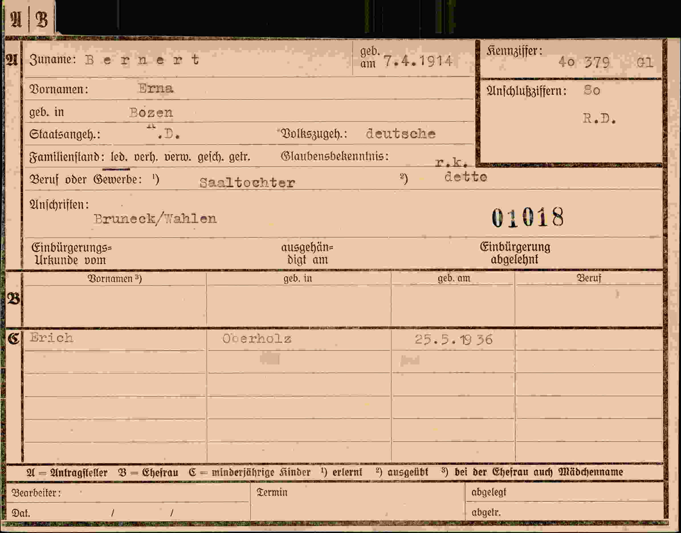 Dokument für Erna Bernert