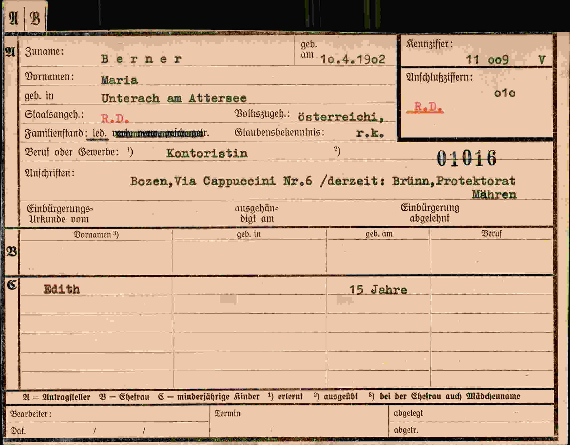 Dokument für Maria Berner
