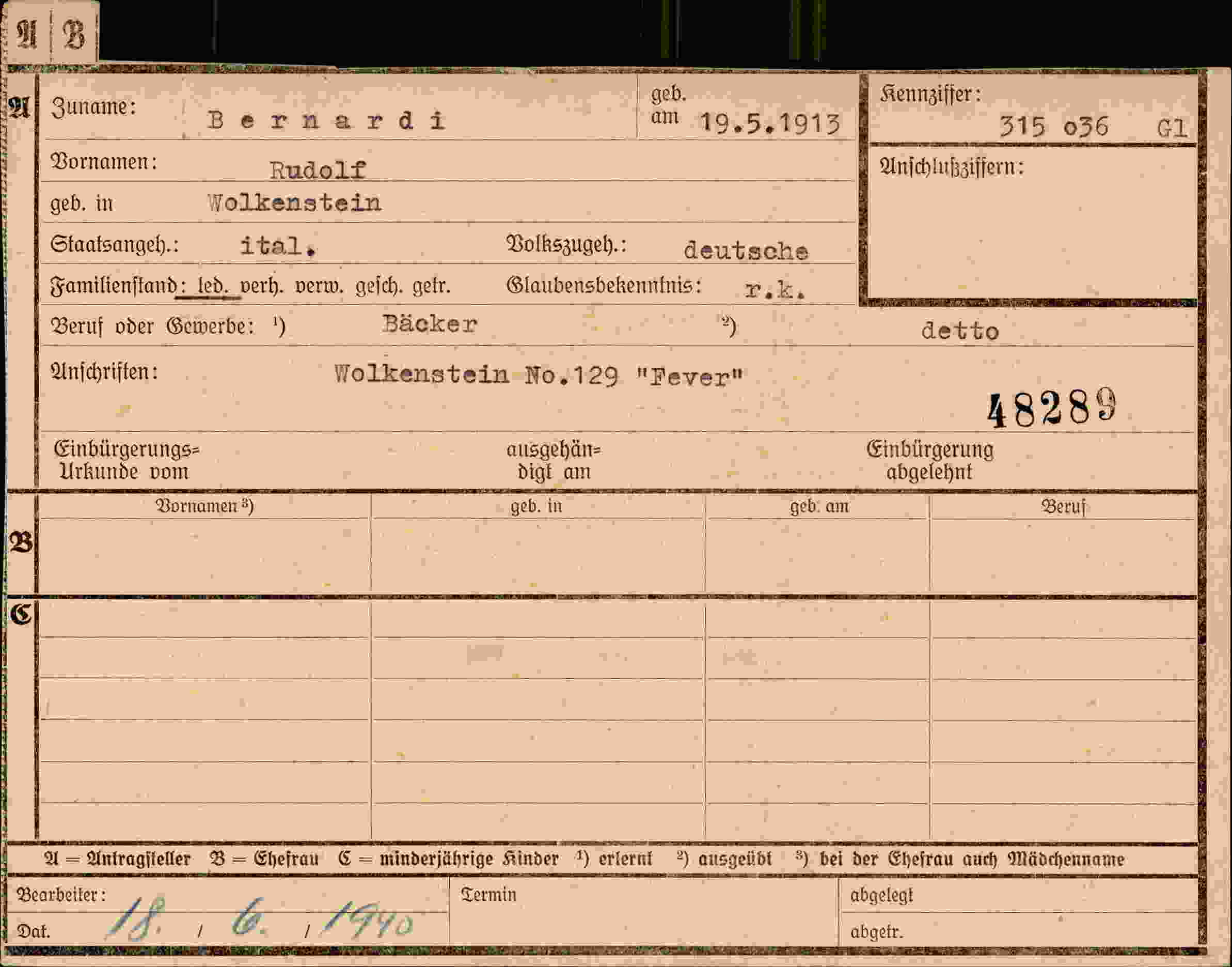 Dokument für Rudolf Bernardi