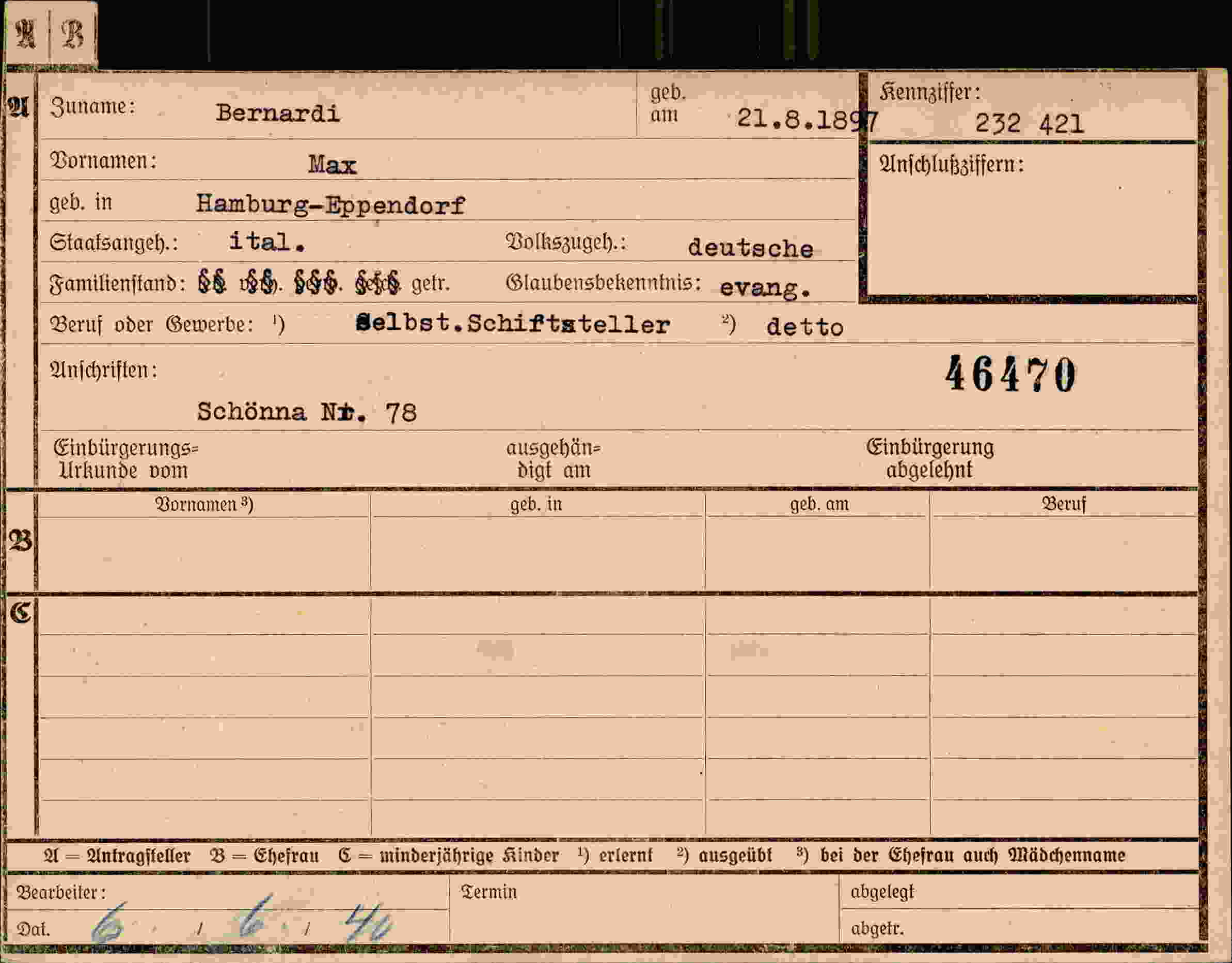 Dokument für Max Bernardi
