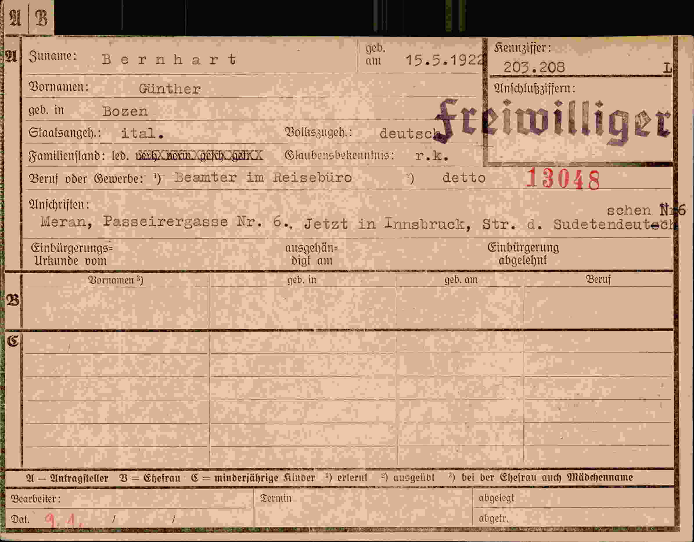 Dokument für Günther Bernhart