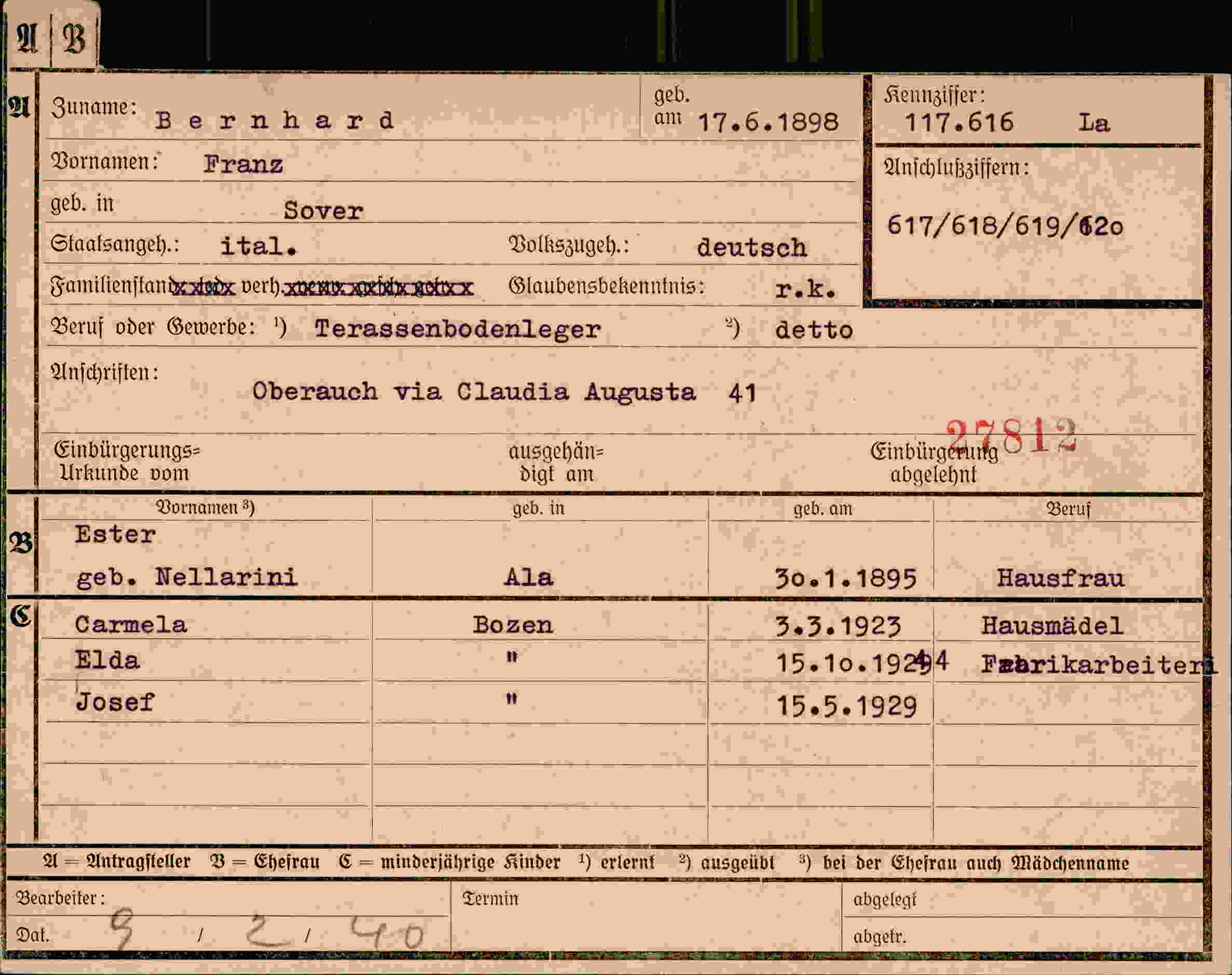 Dokument für Franz Bernhard