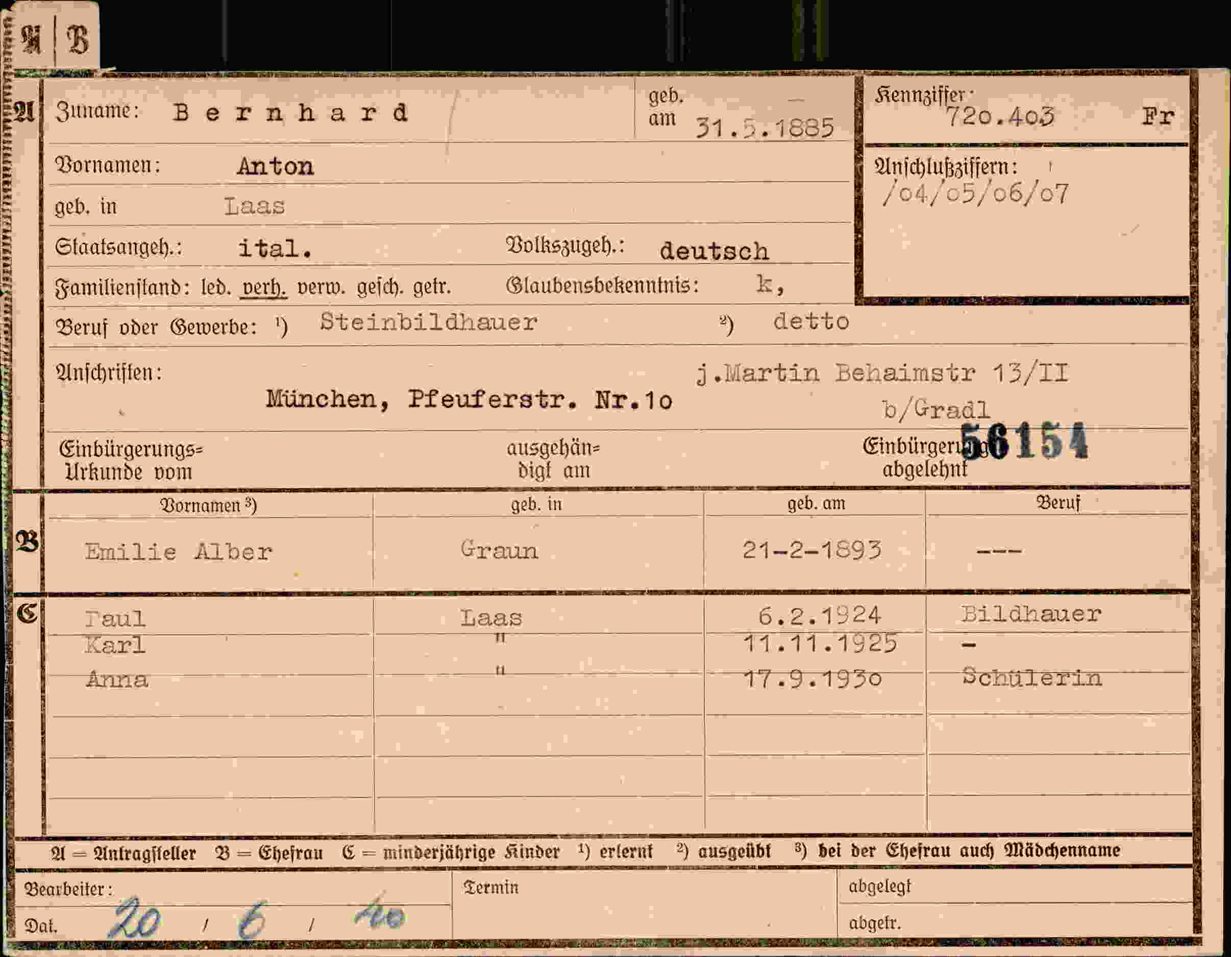Dokument für Anton Bernhard