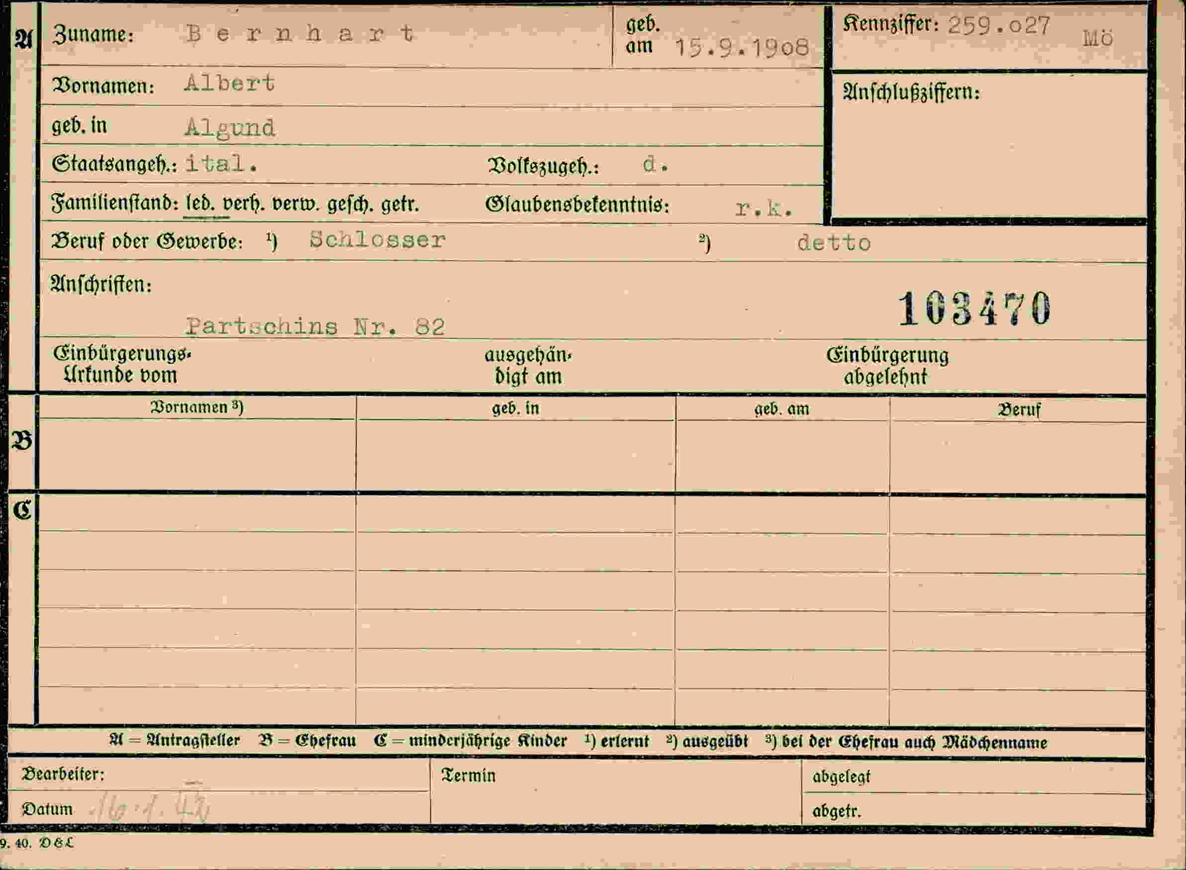 Dokument für Albert Bernhart