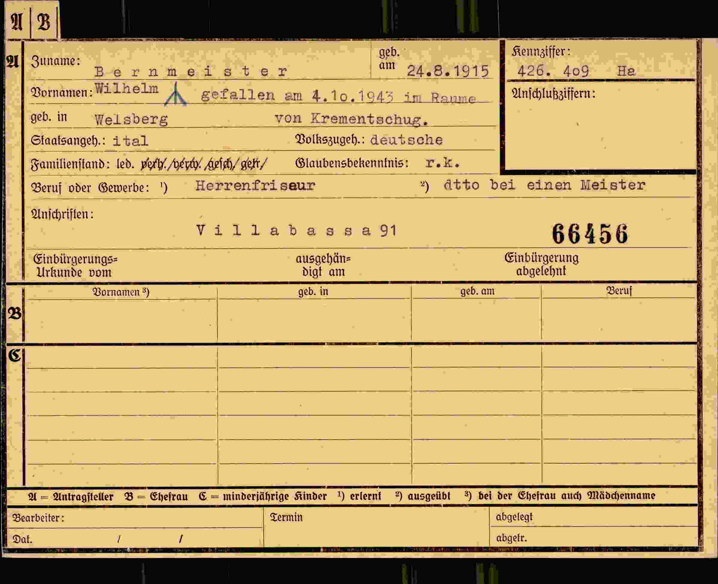 Dokument für Wilhelm Bernmeister