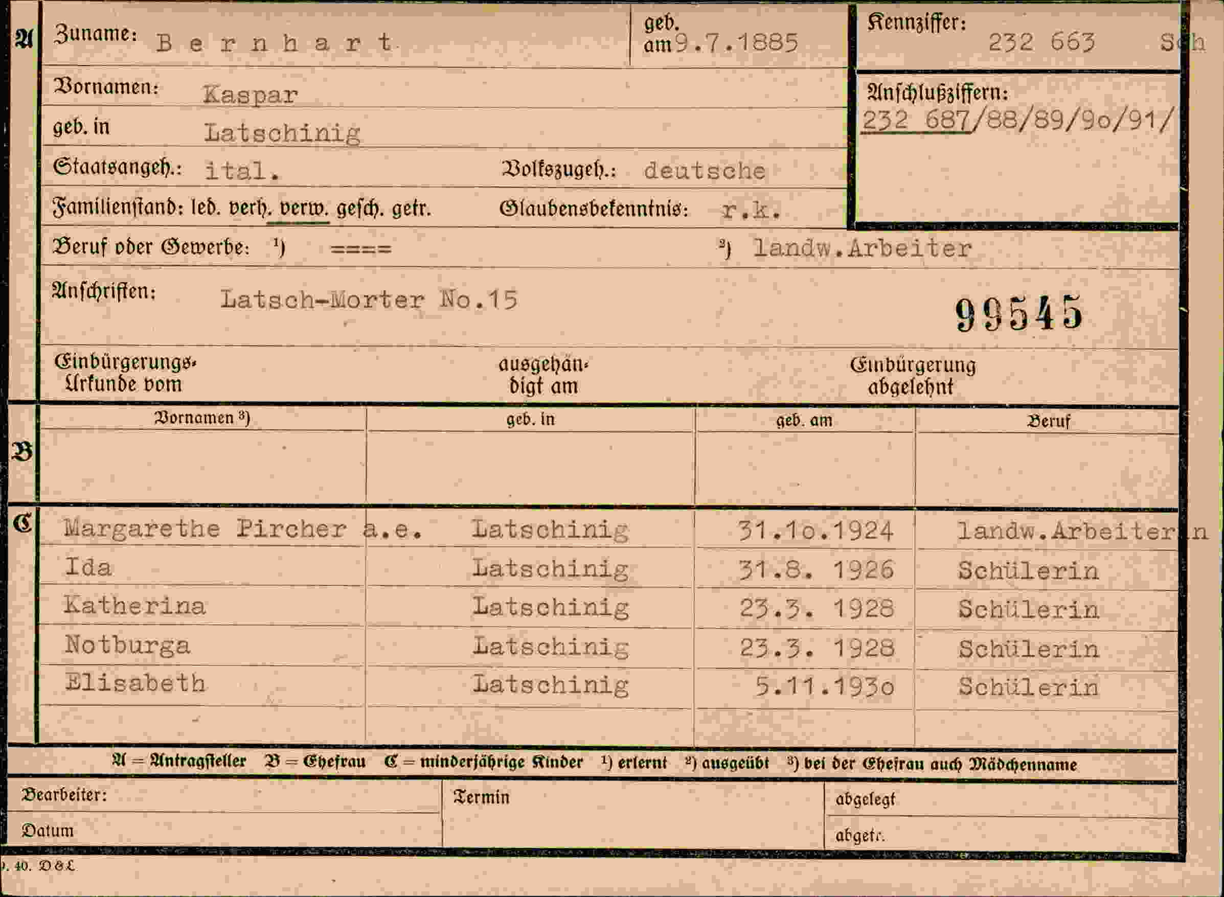 Dokument für Kaspar Bernhart