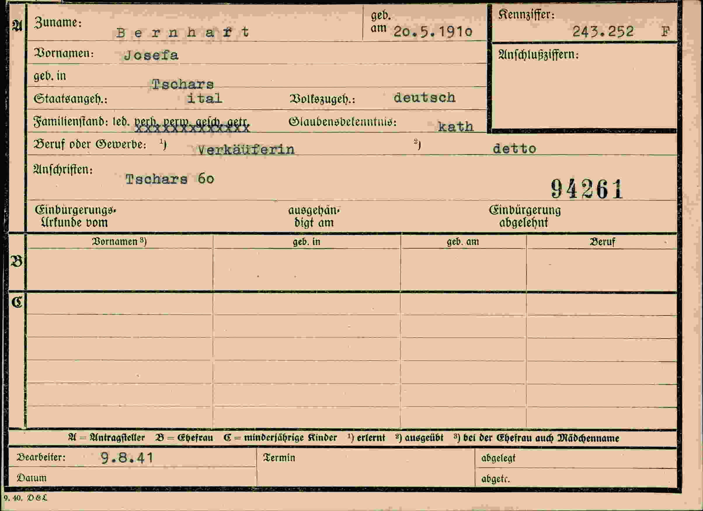 Vorderseite des Dokuments