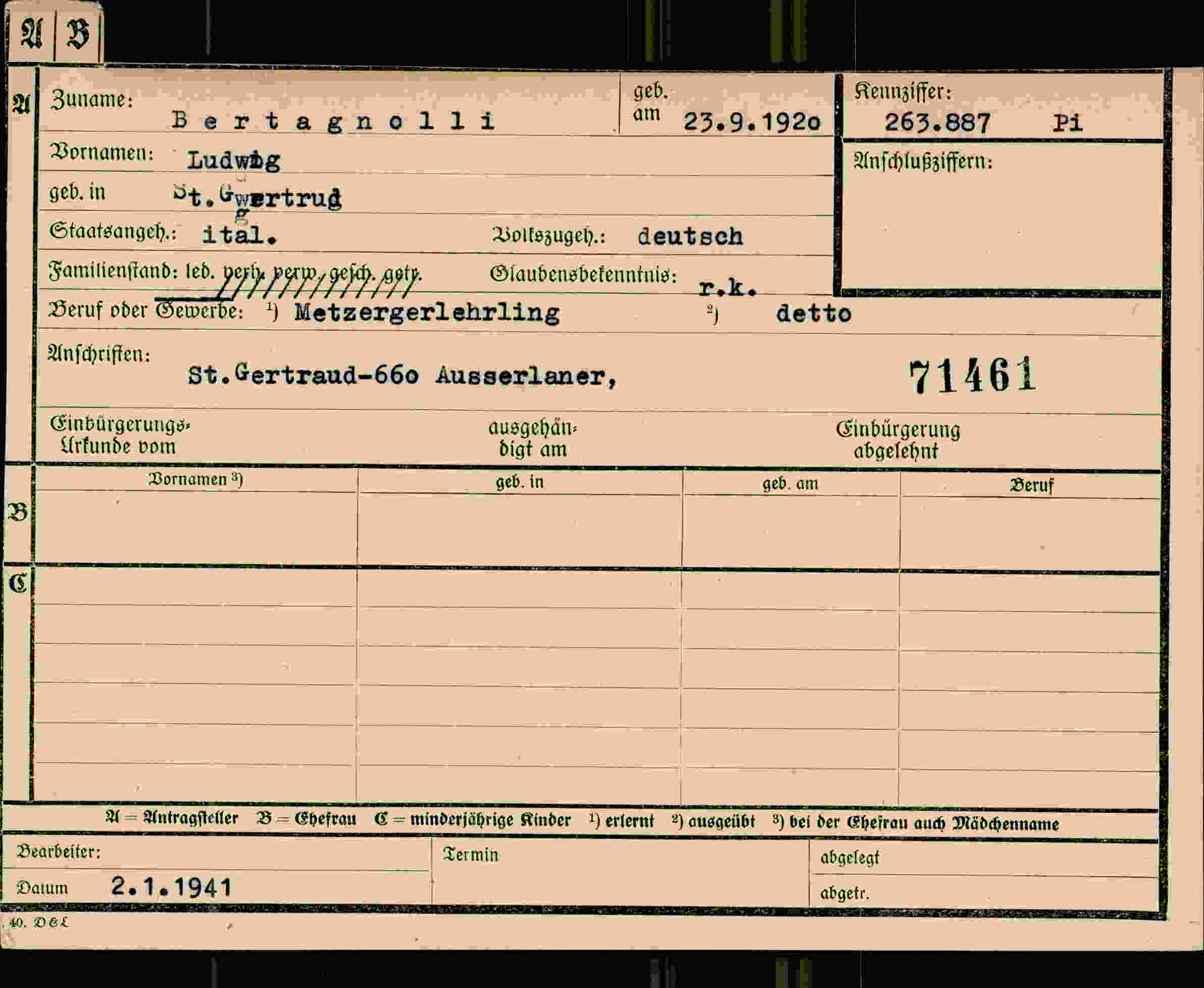 Dokument für Ludwig Bertagnolli