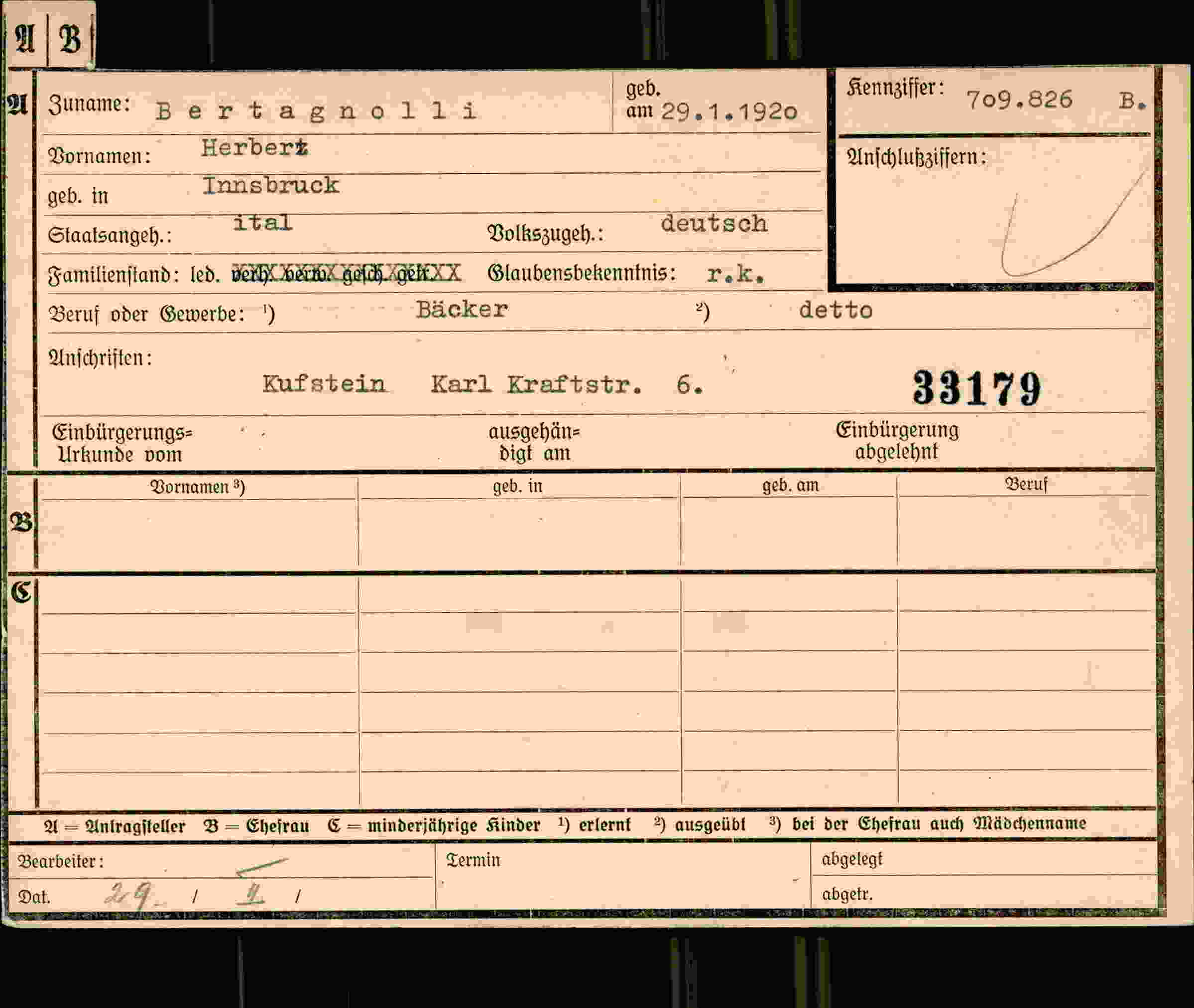 Dokument für Herbert Bertagnolli