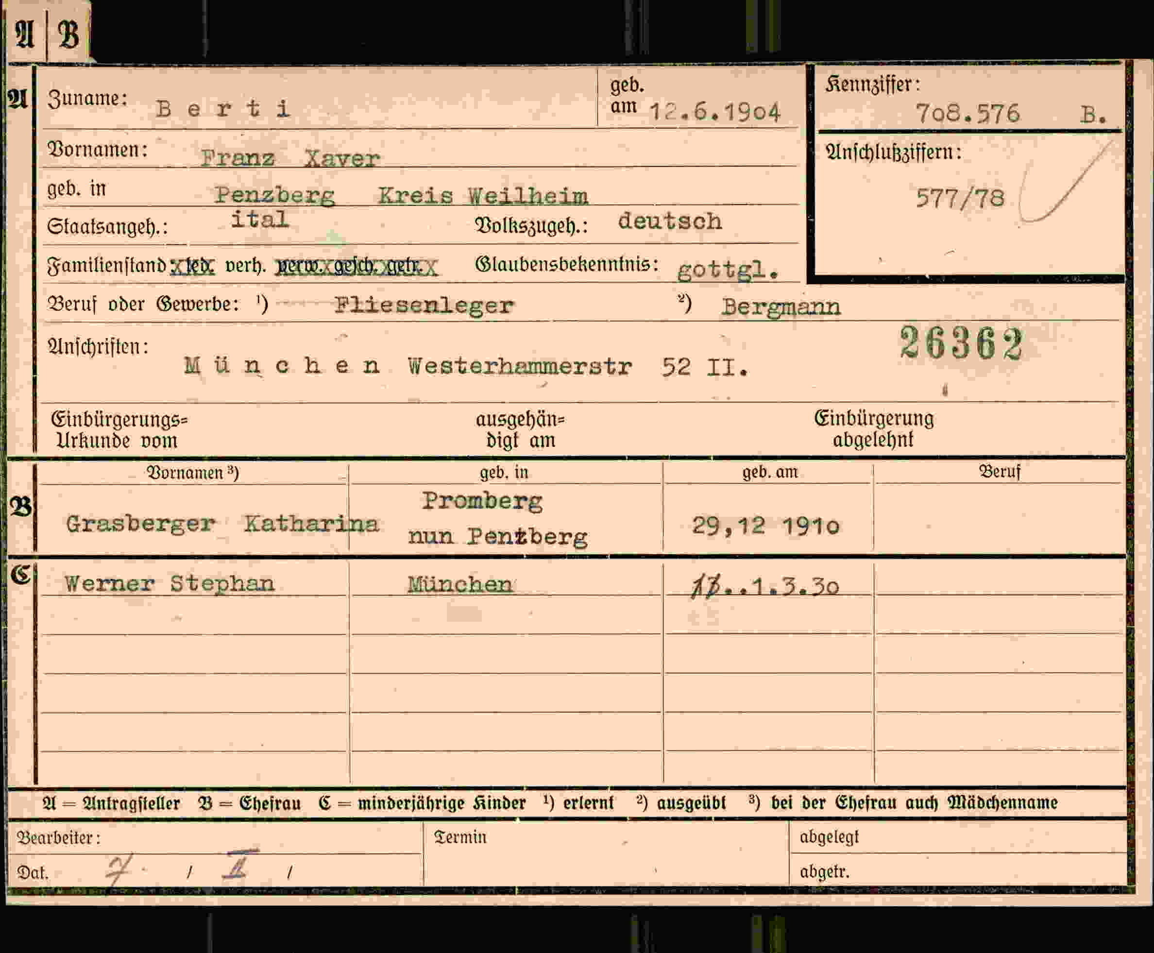Vorderseite des Dokuments