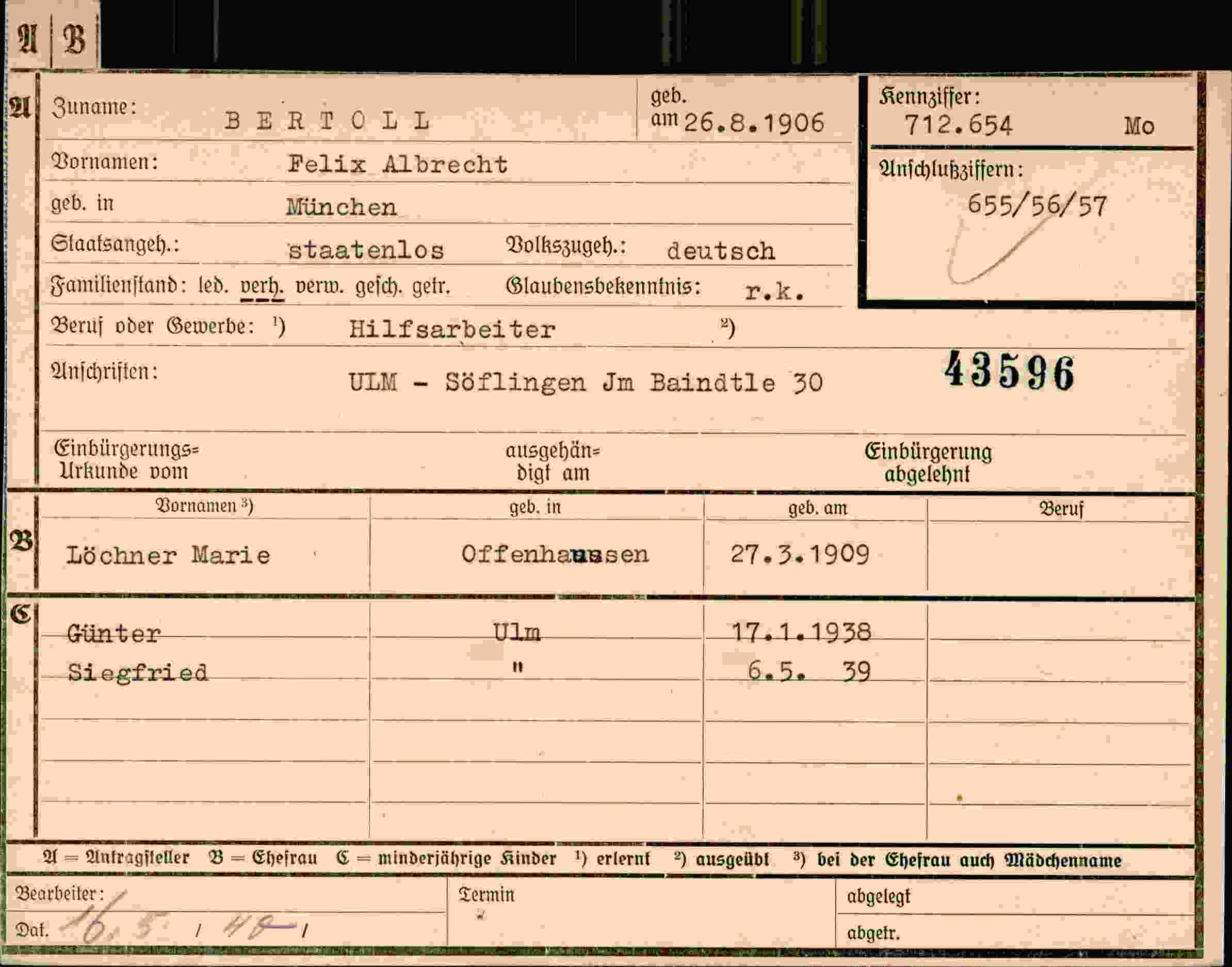 Vorderseite des Dokuments