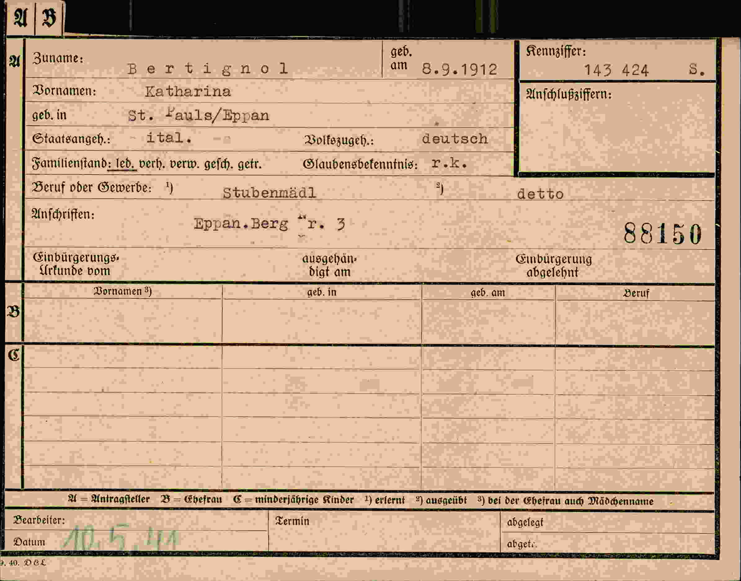 Dokument für Katharina Bertignol