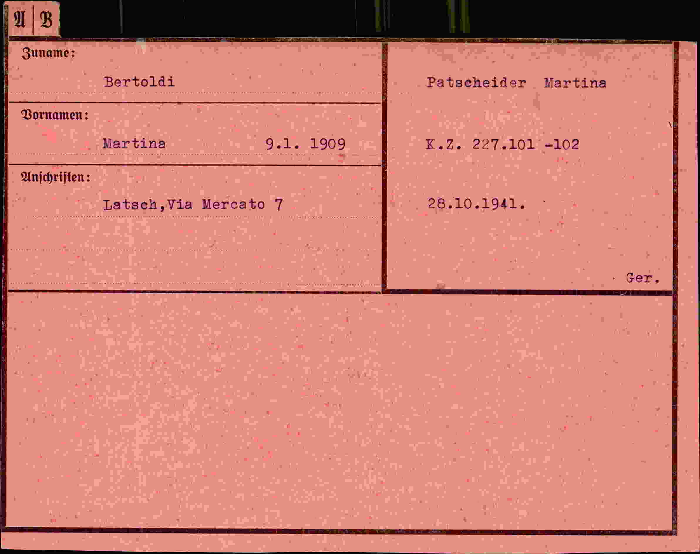 Vorderseite des Dokuments