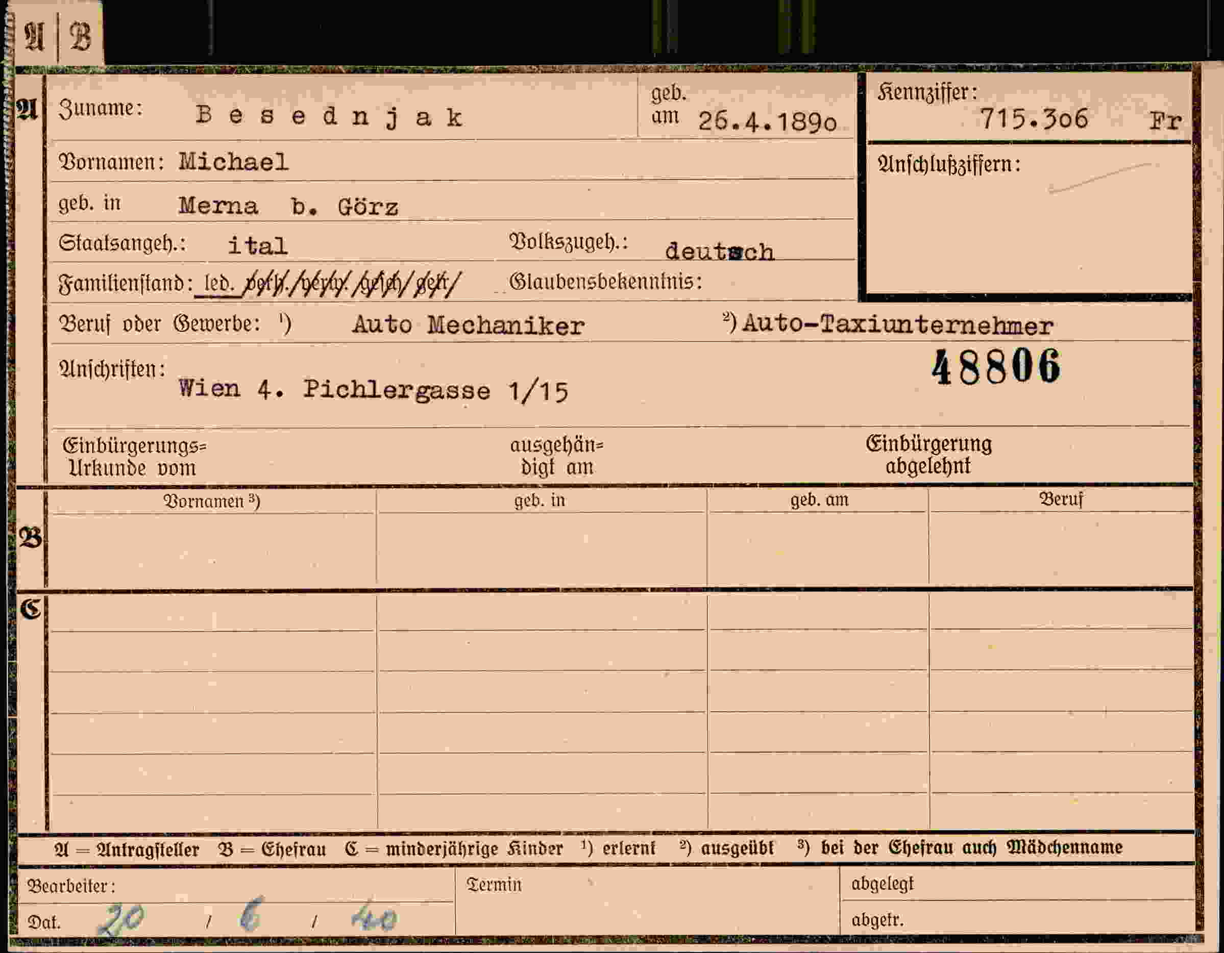 Dokument für Michael Besednjak