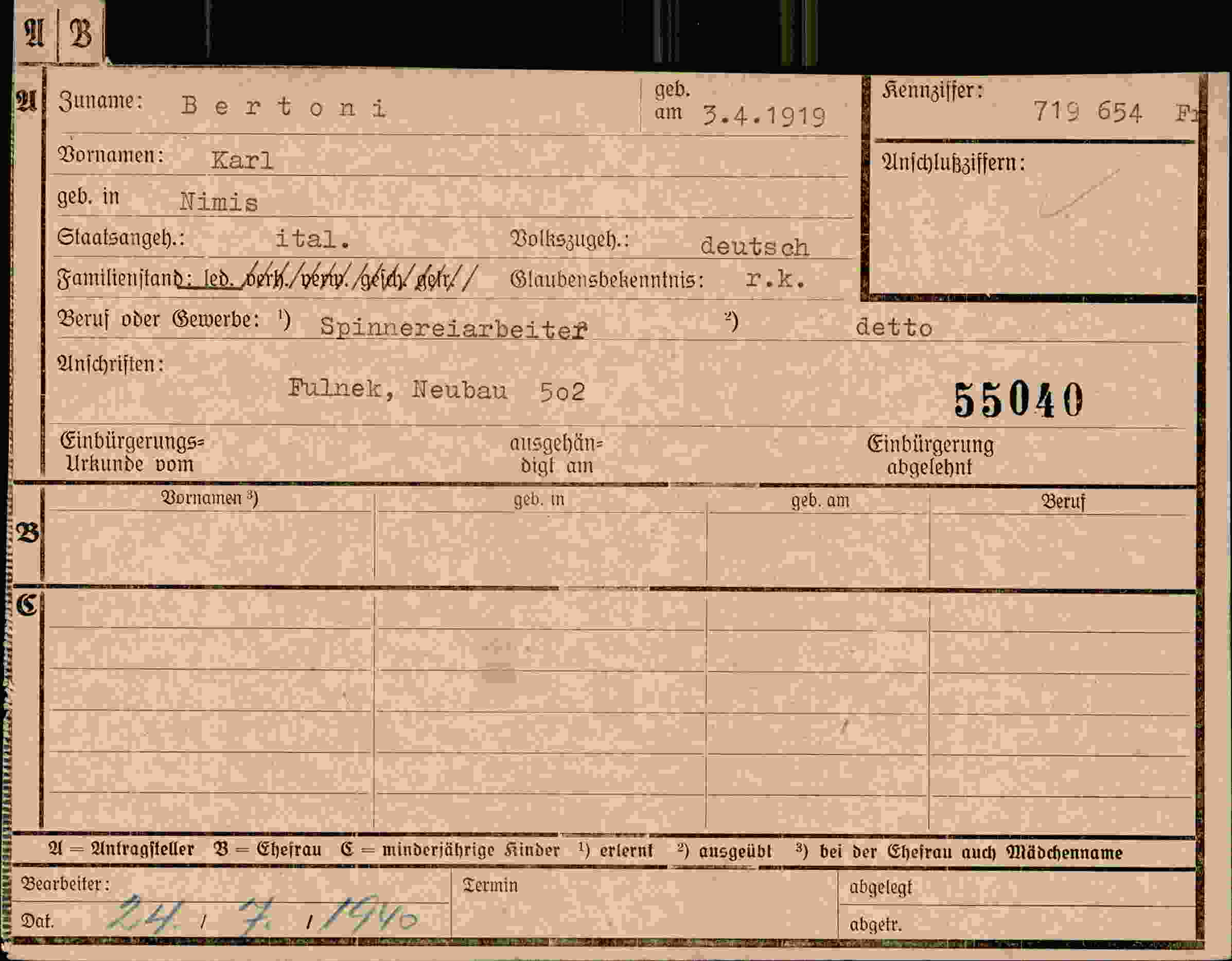 Dokument für Karl Bertoni