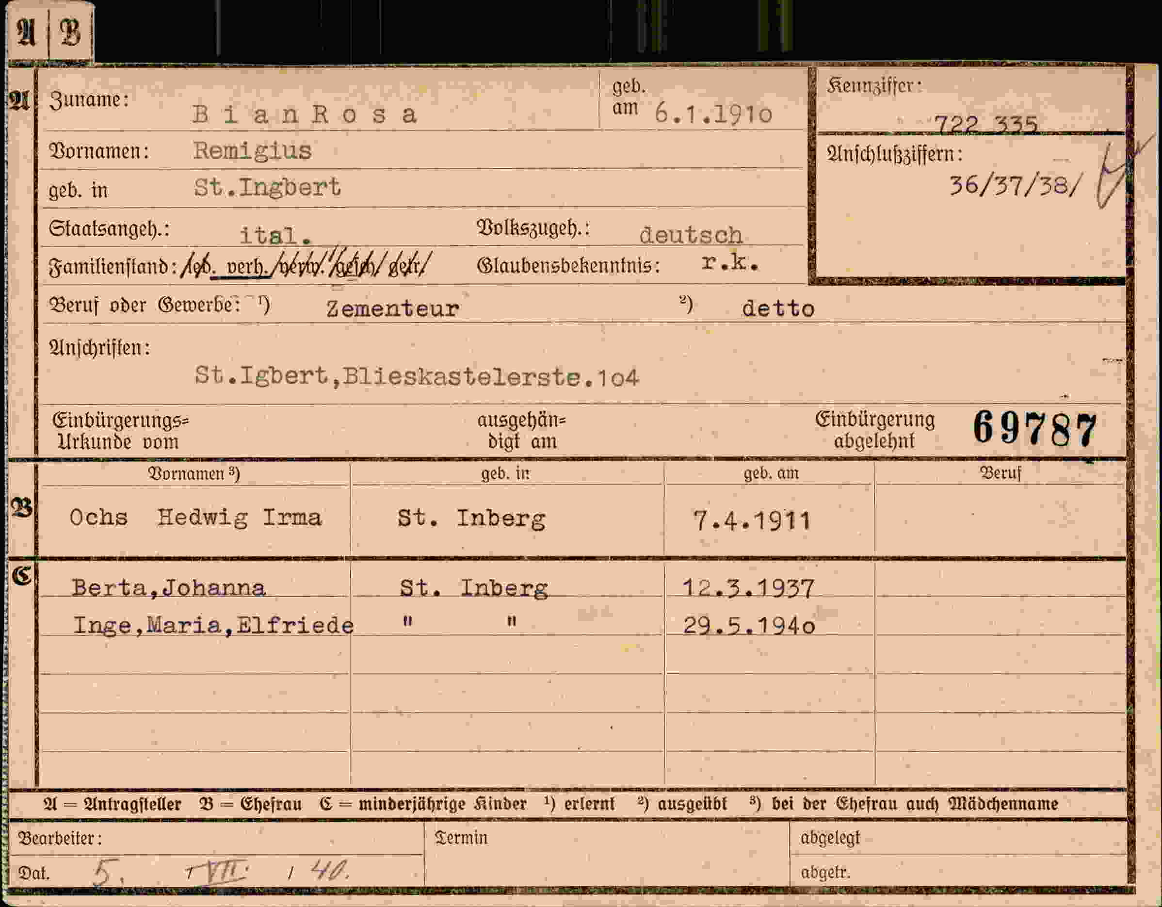 Dokument für Remigius BianRosa
