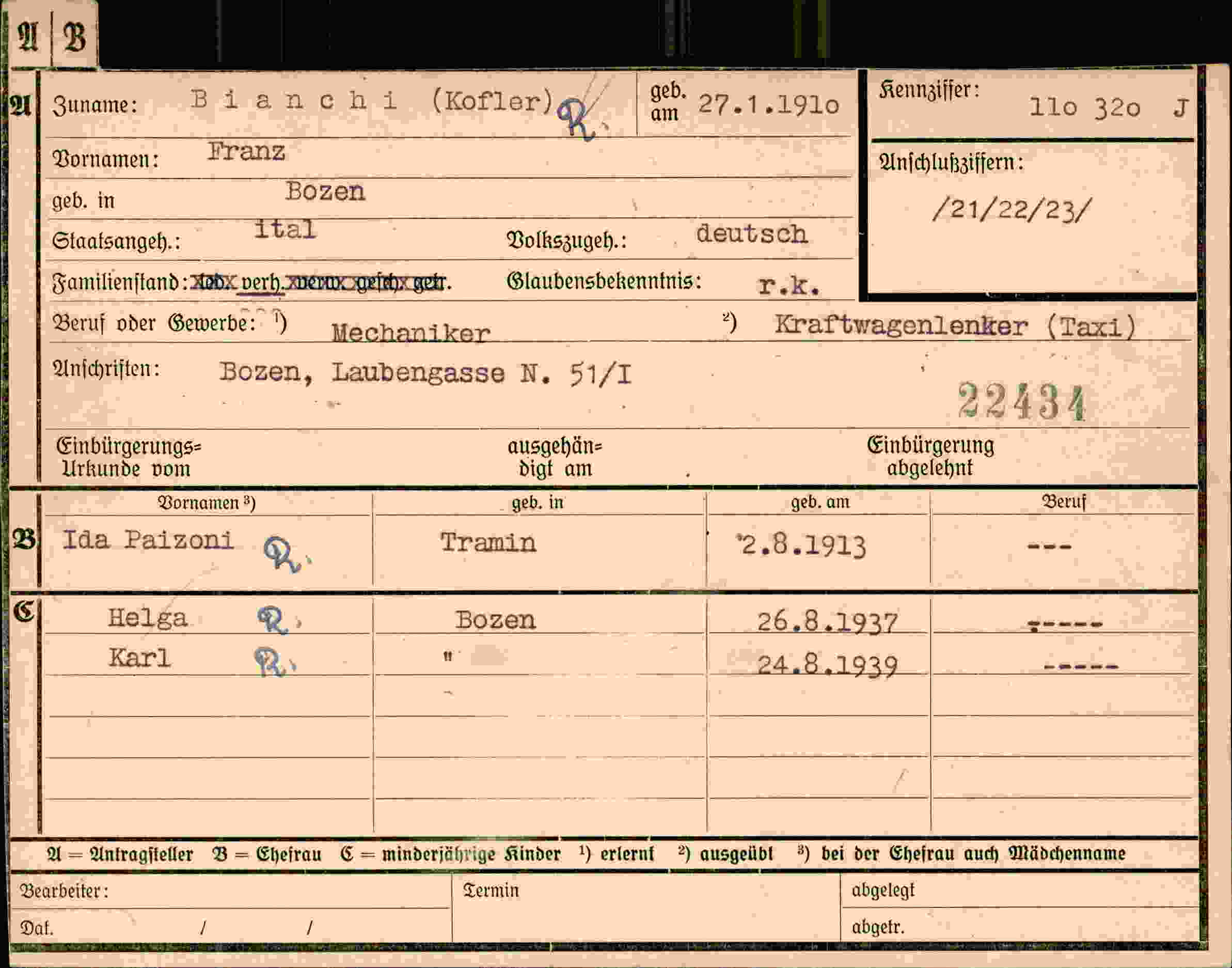 Dokument für Franz Bianchi