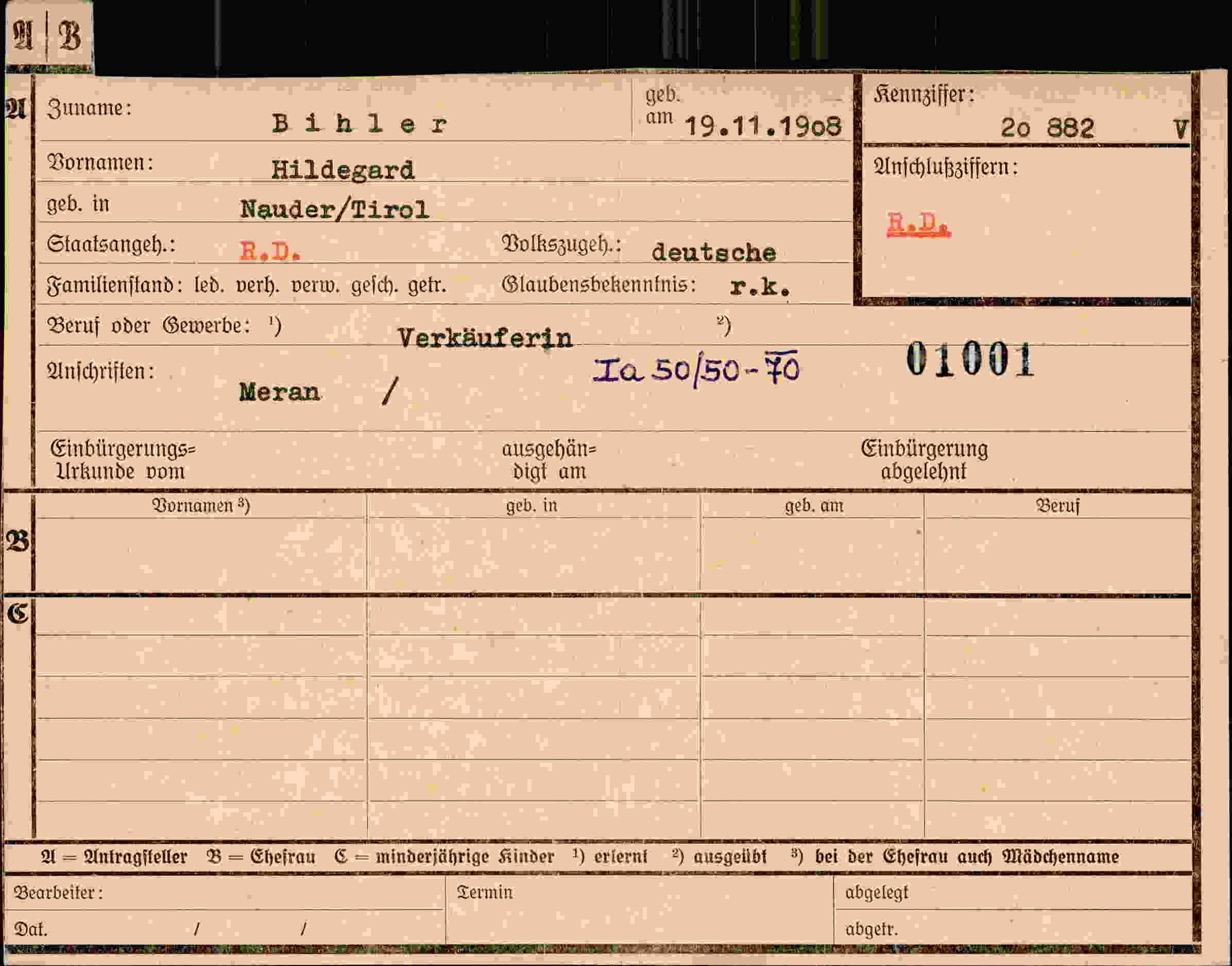 Dokument für Hildegard Bihler