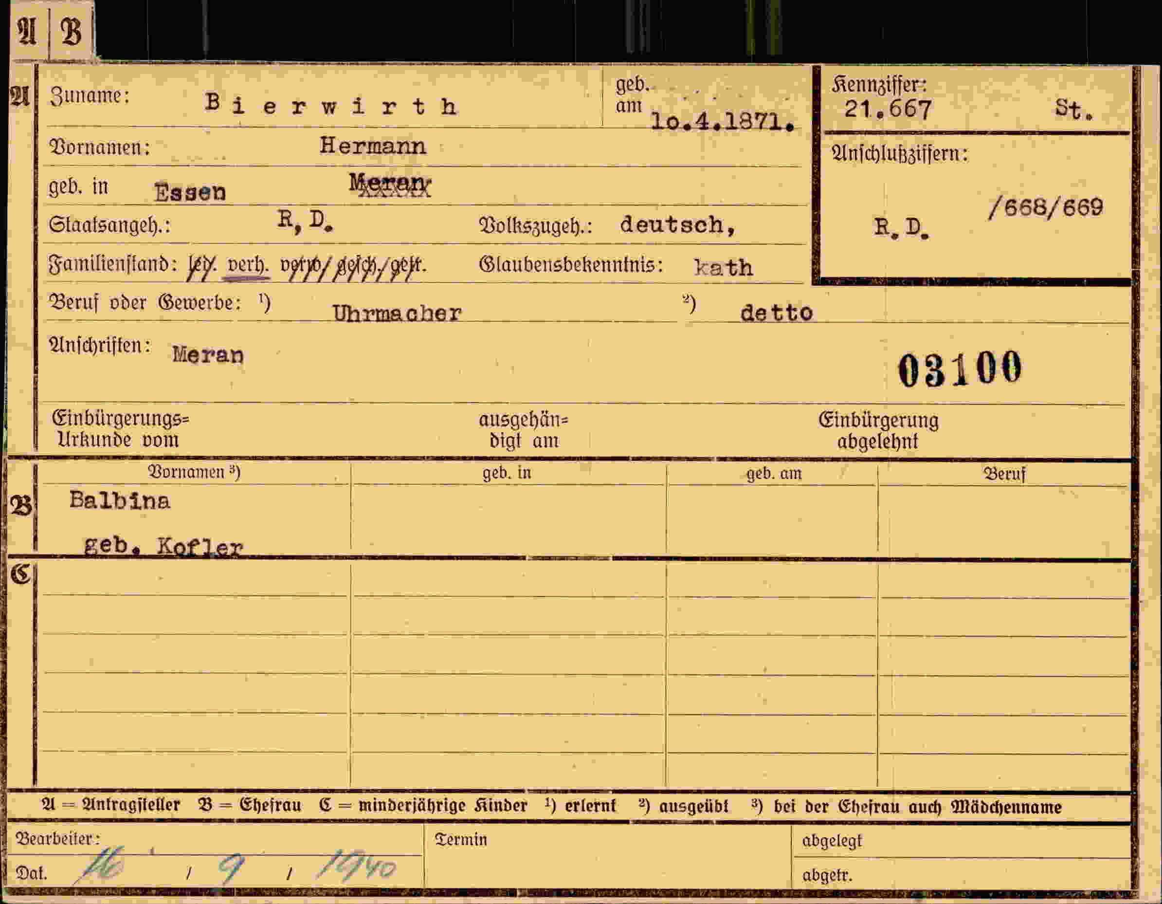 Dokument für Hermann Bierwirth
