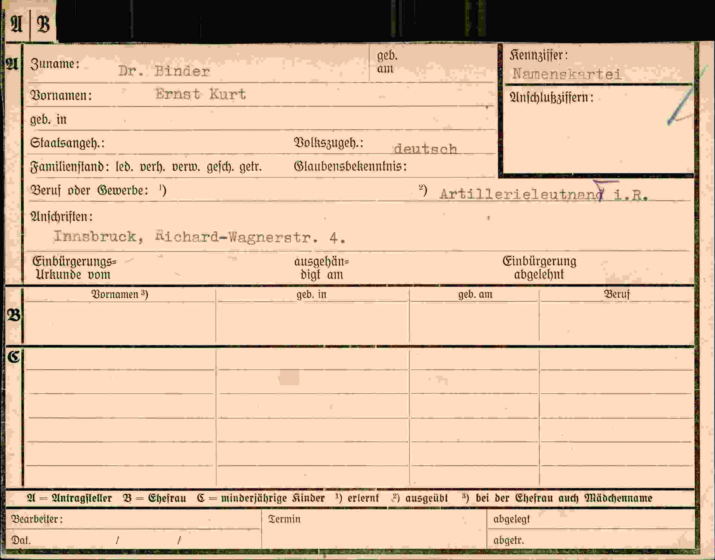 Dokument für Ernst Kurt Binder