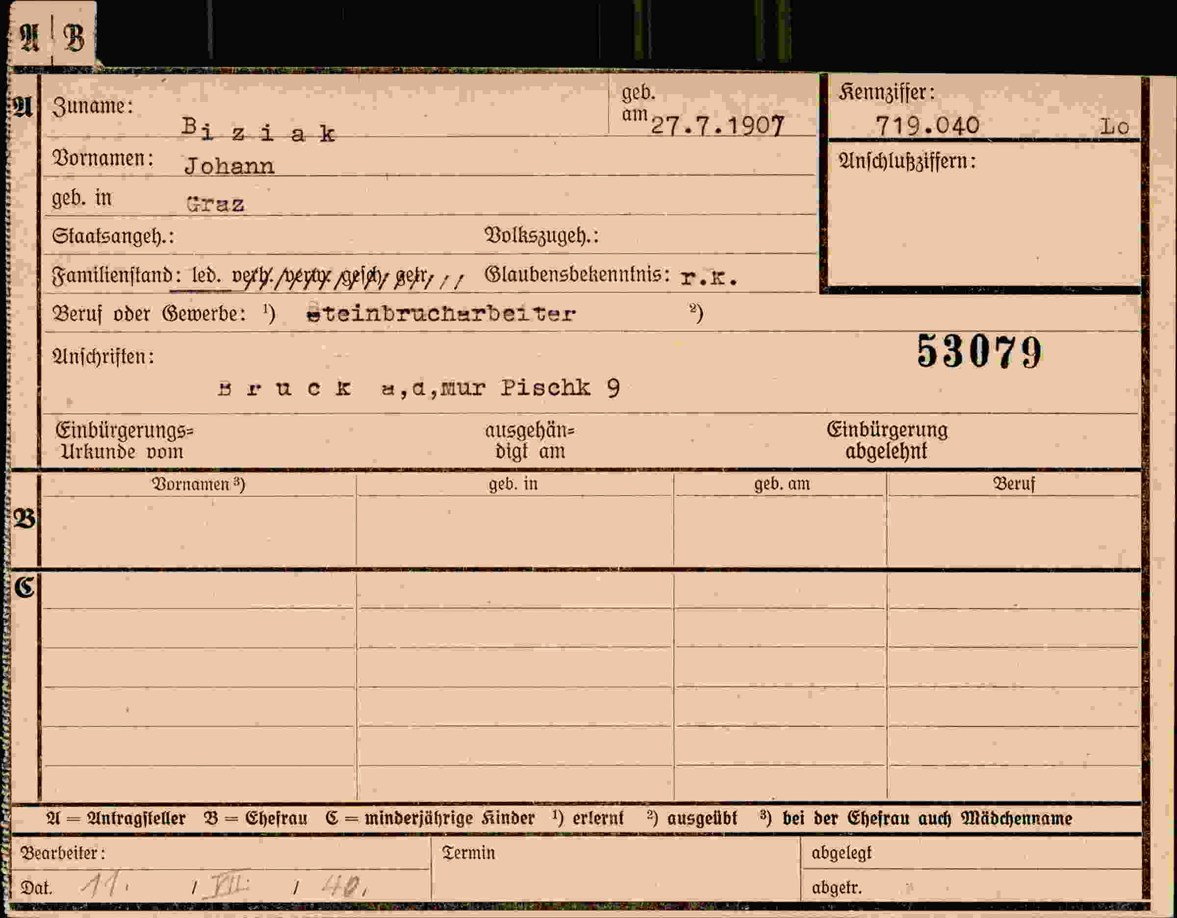 Dokument für Johann Biziak
