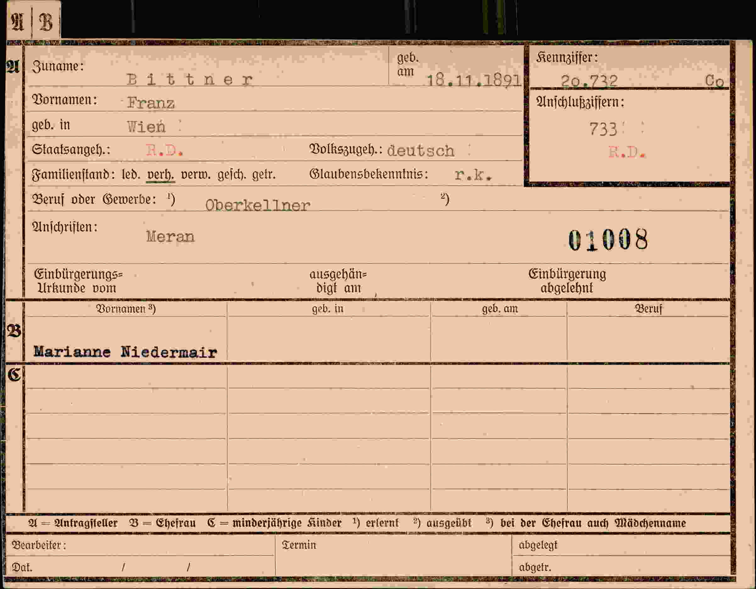 Vorderseite des Dokuments