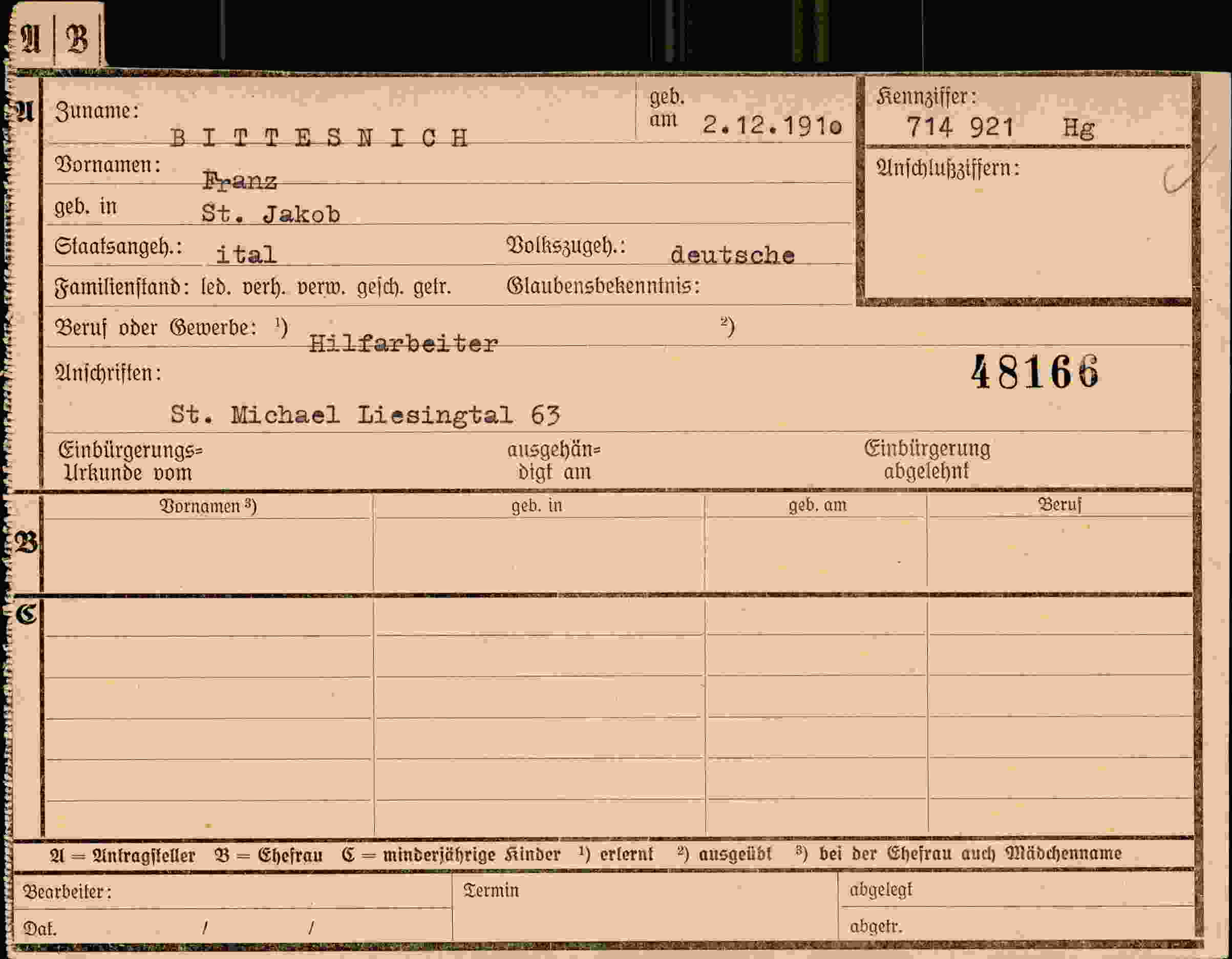 Vorderseite des Dokuments