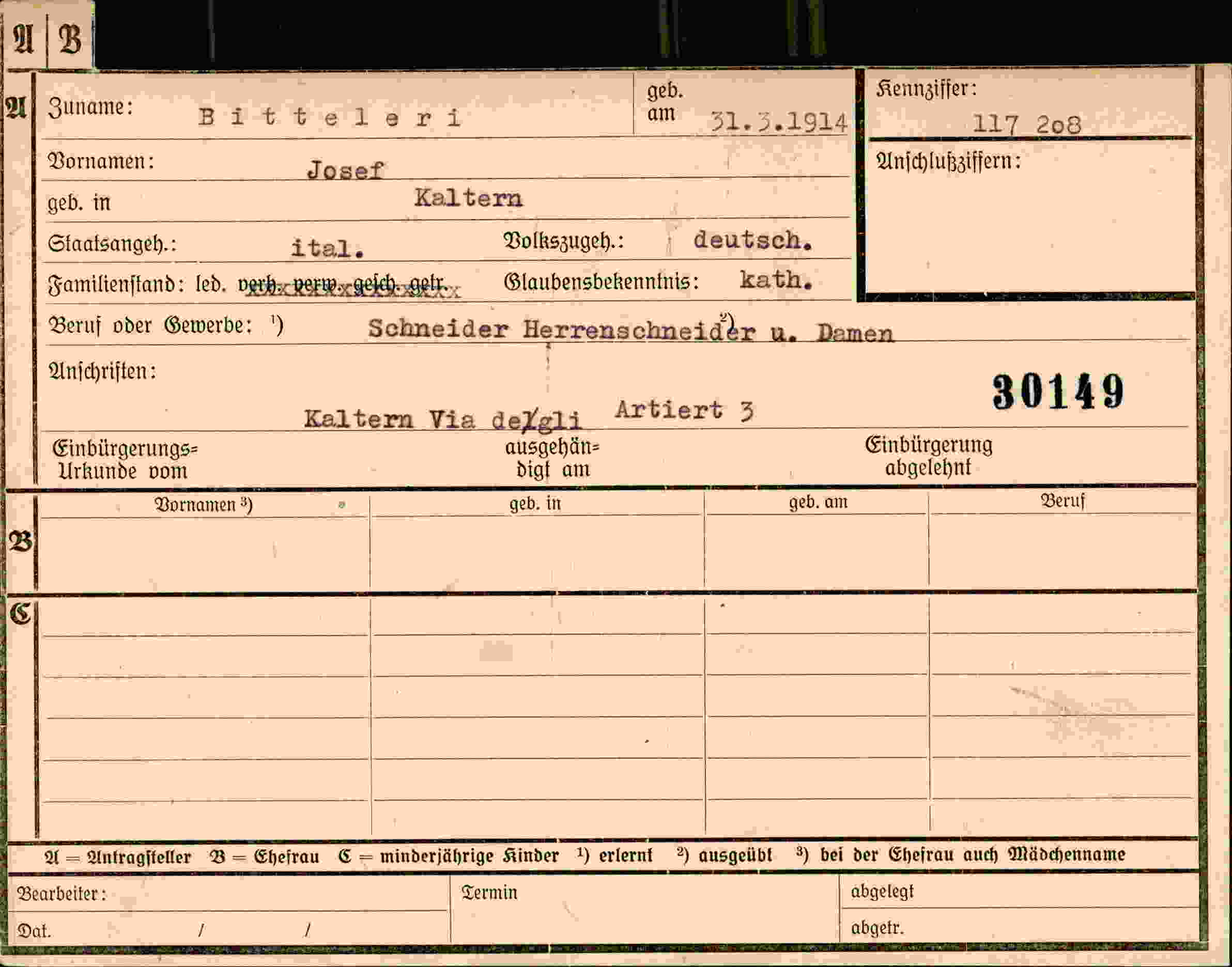 Vorderseite des Dokuments
