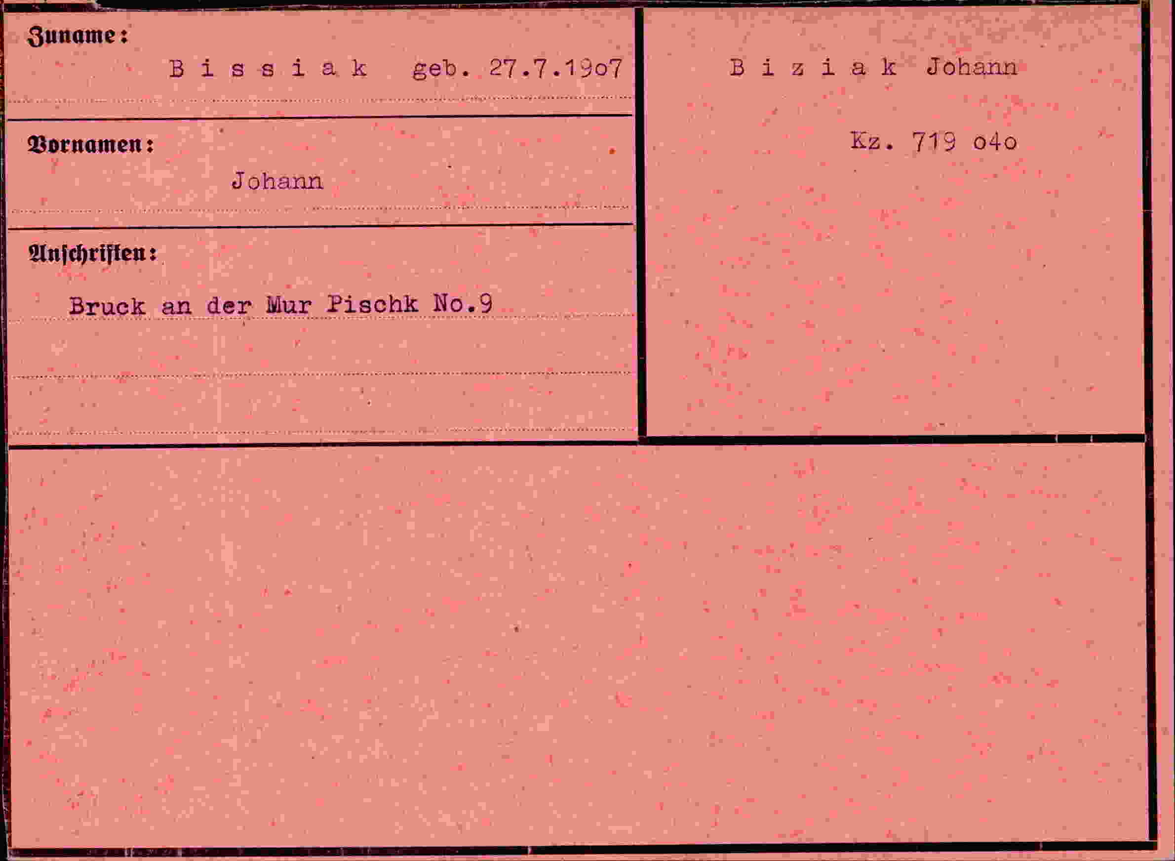 Vorderseite des Dokuments