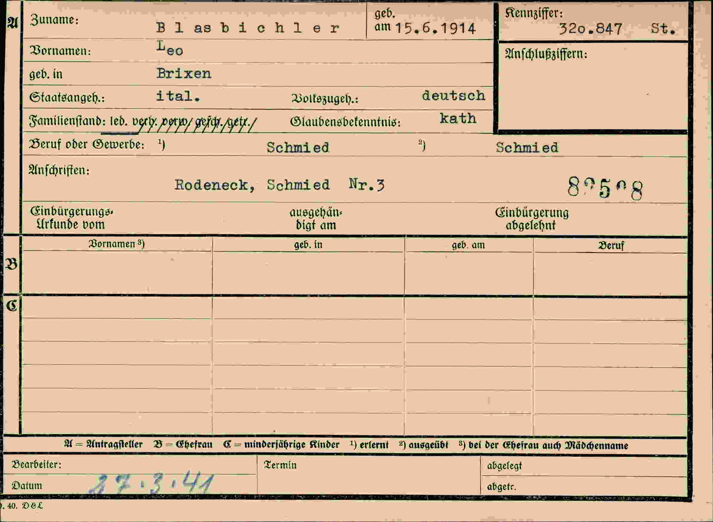 Dokument für Leo Blasbichler