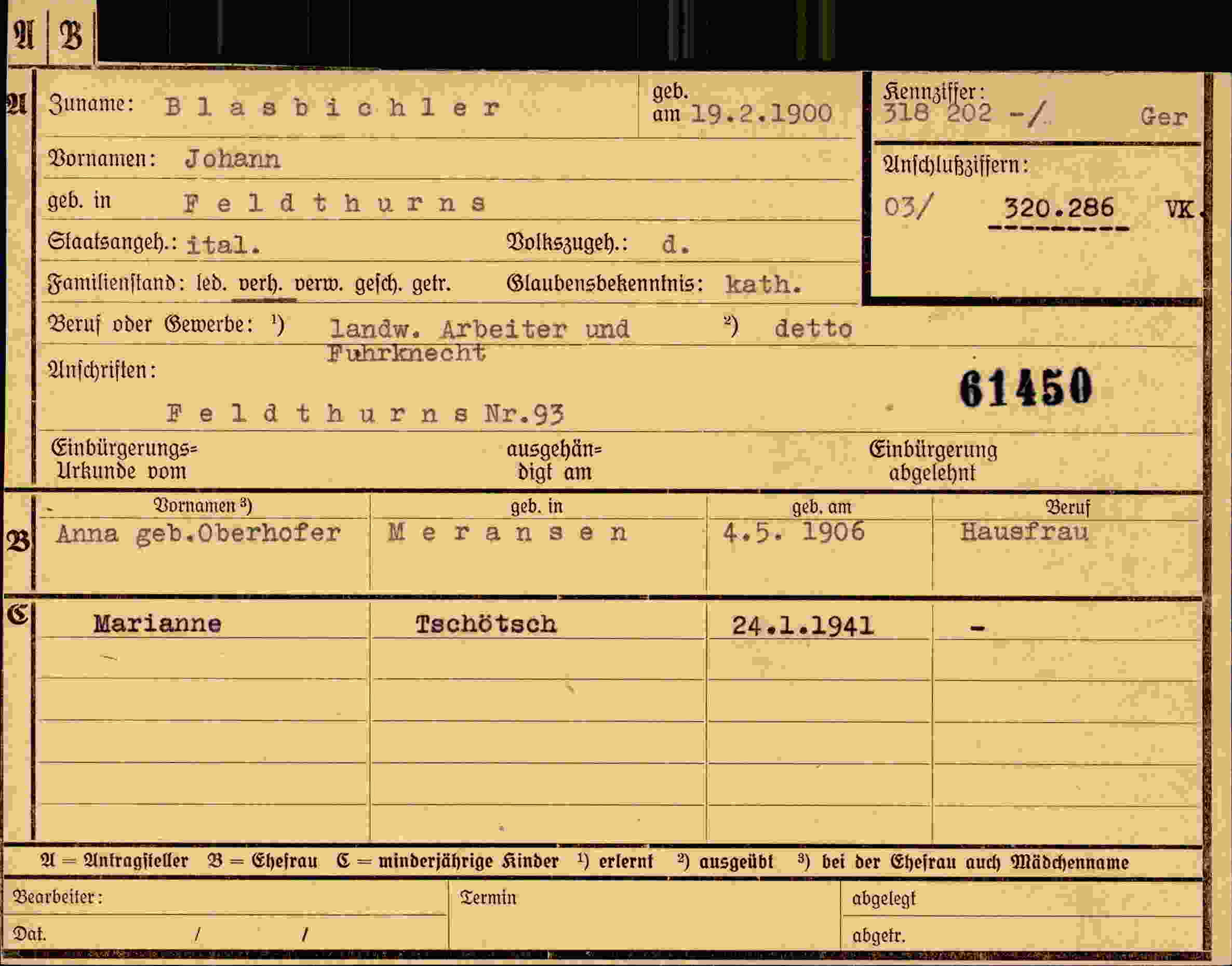 Dokument für Johann Blasbichler