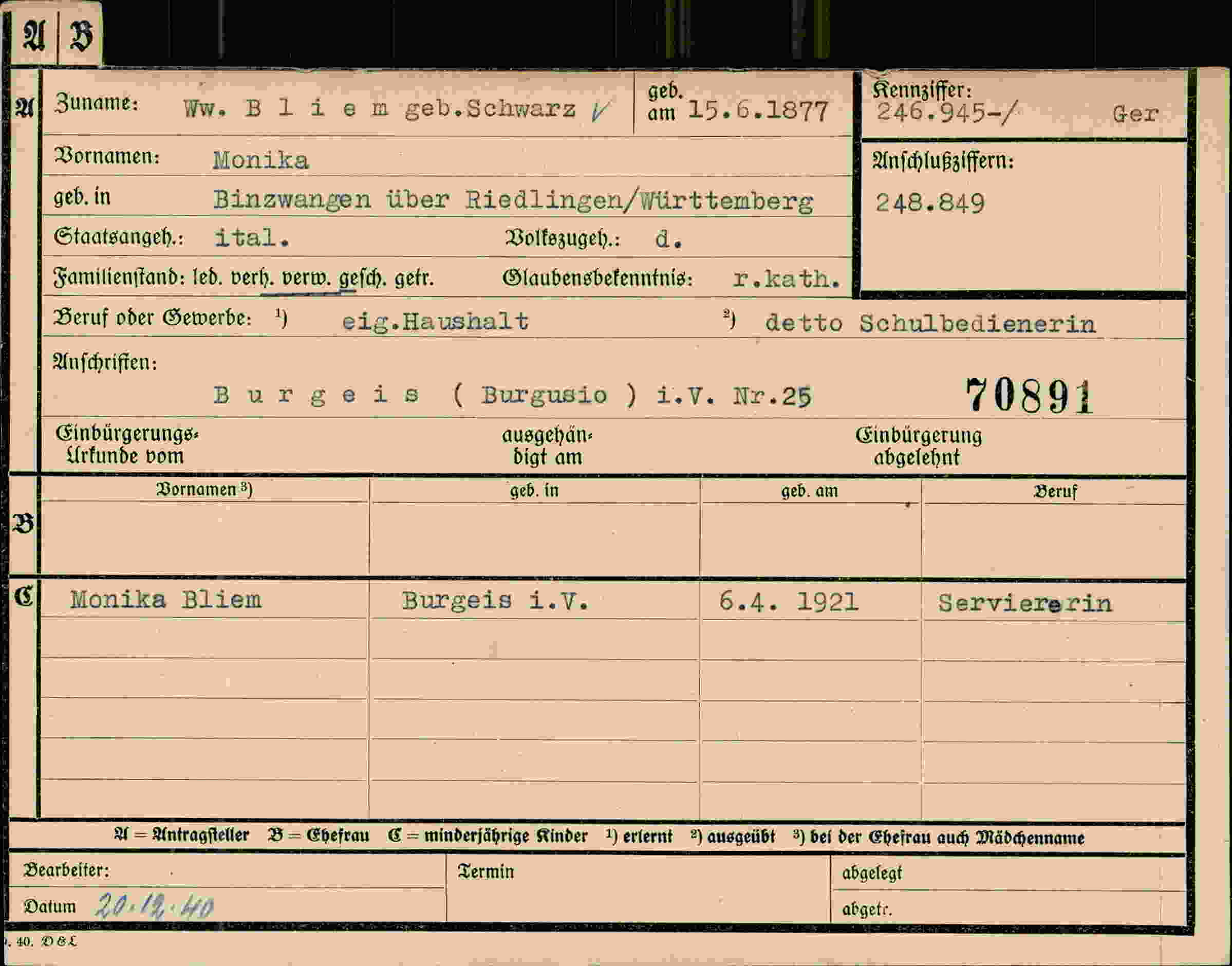 Vorderseite des Dokuments