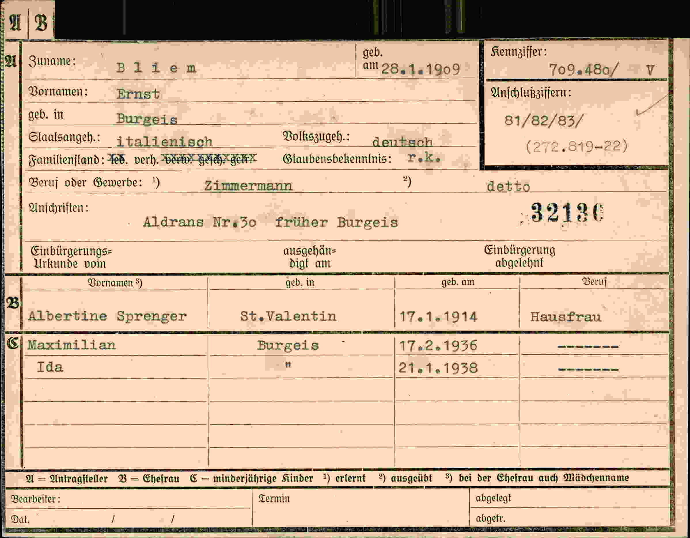 Dokument für Ernst Bliem