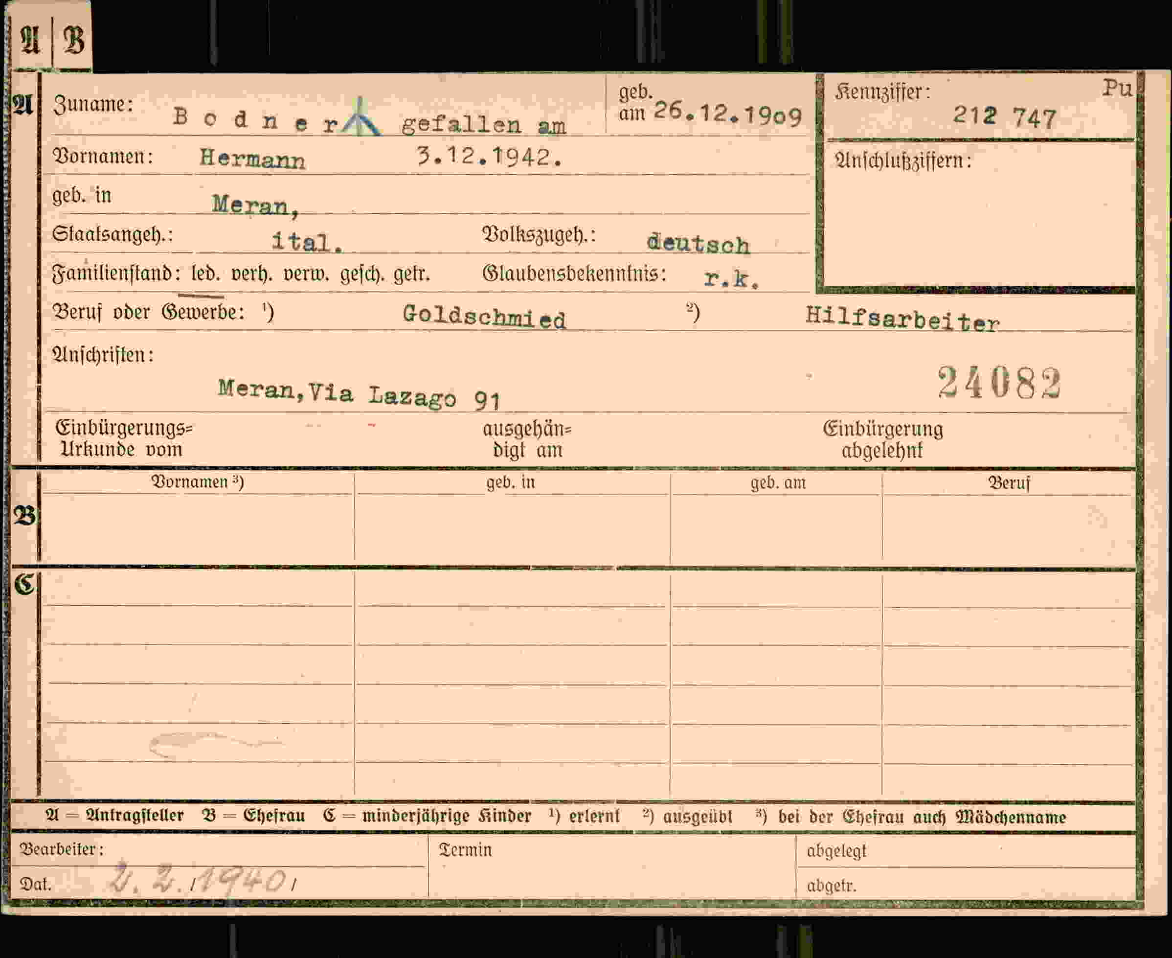 Dokument für Hermann Bodner