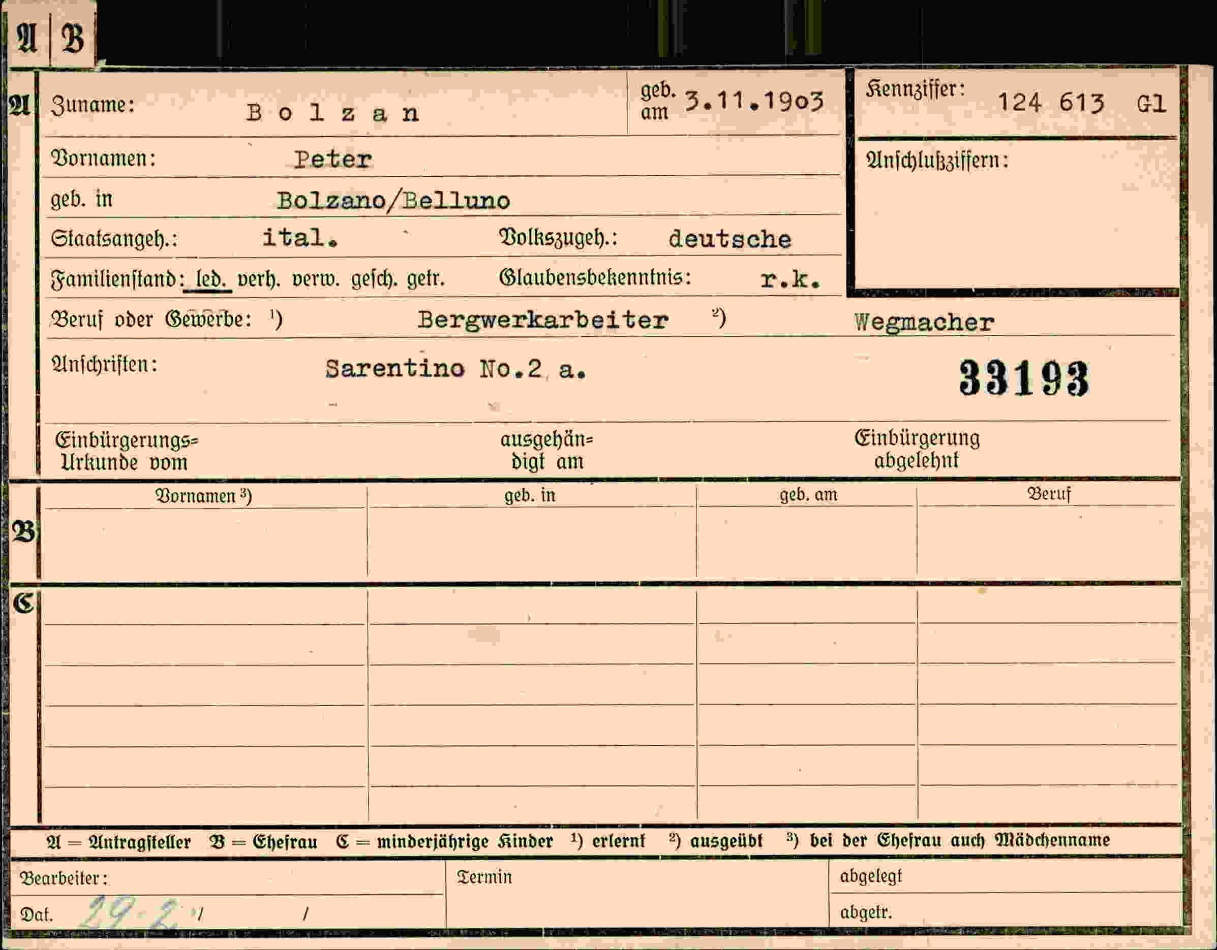 Dokument für Peter Bolzan