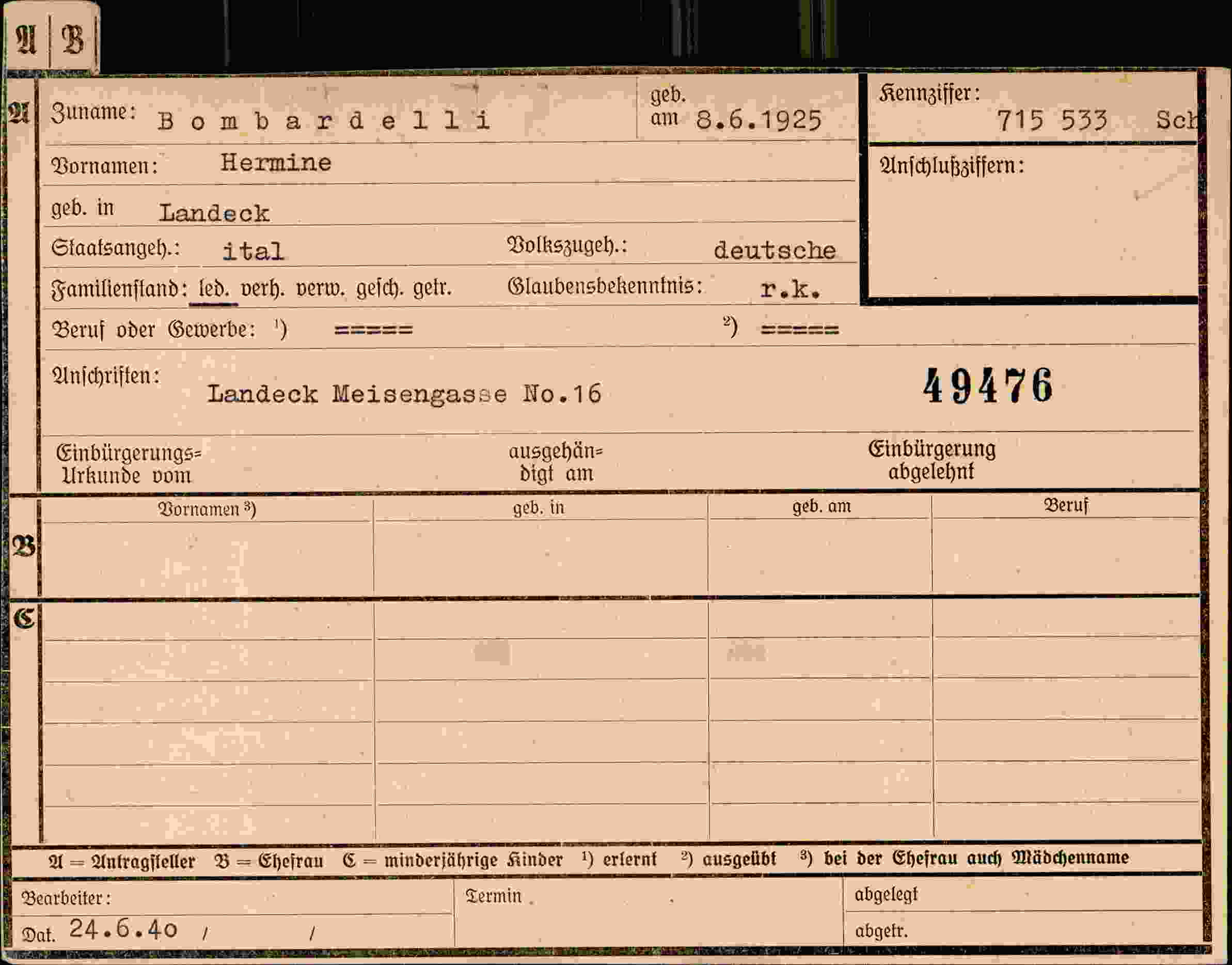 Dokument für Hermine Bombardelli