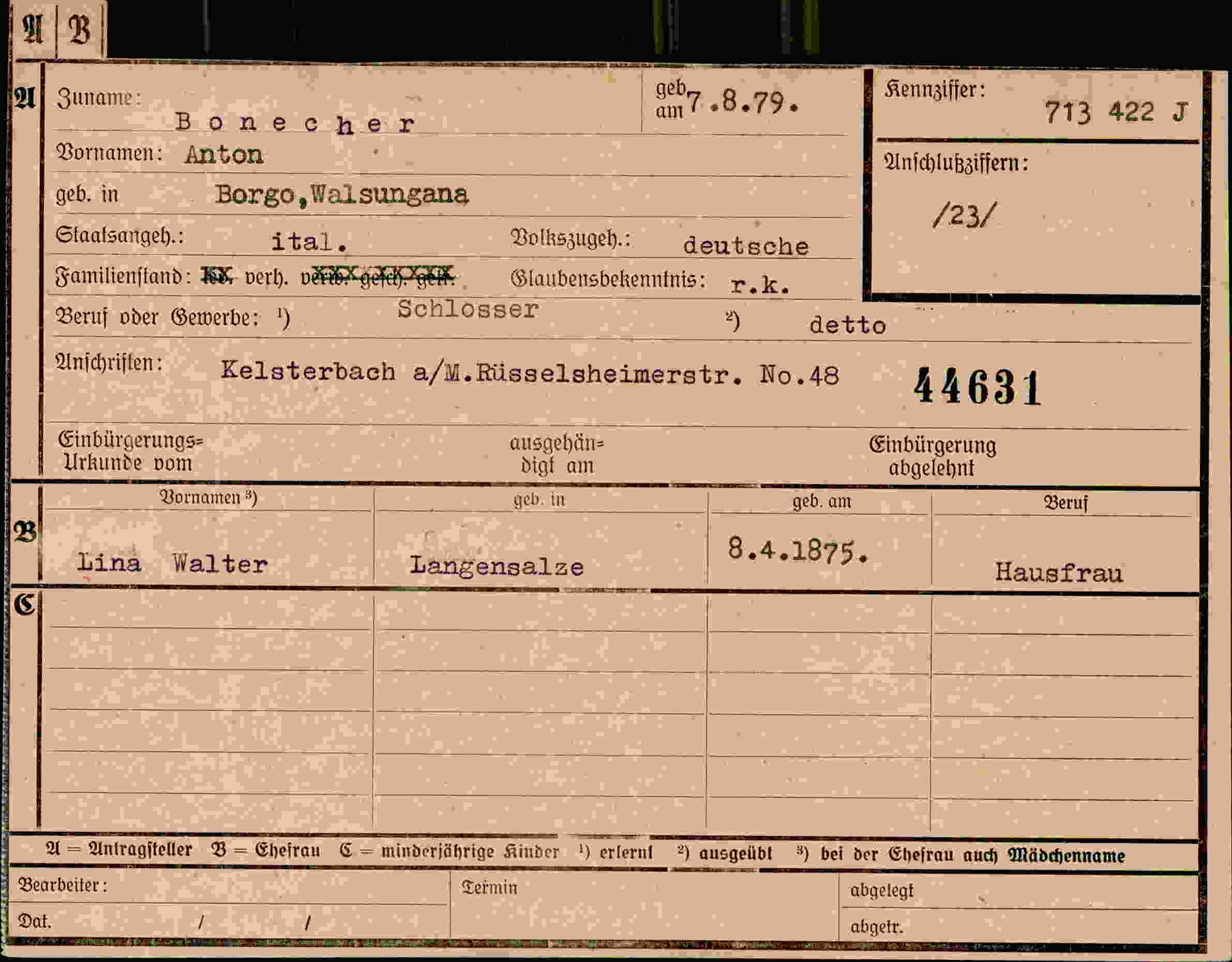 Vorderseite des Dokuments