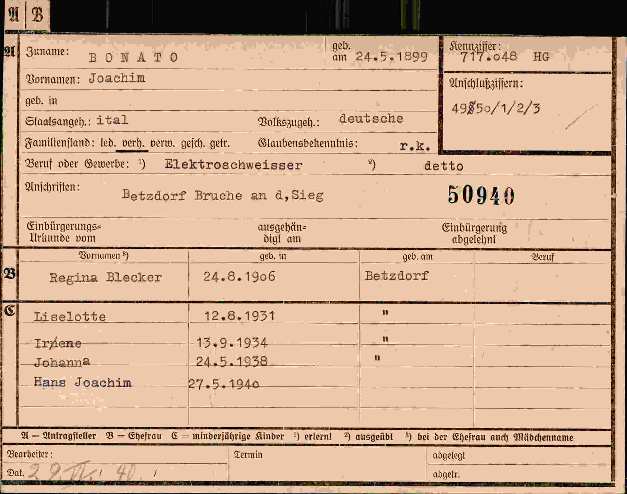 Dokument für Joachim Bonato