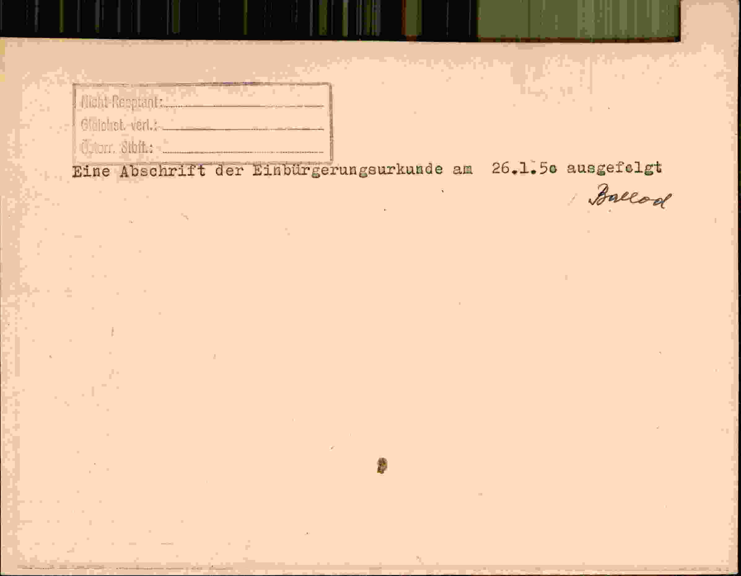 Rückseite des Dokuments