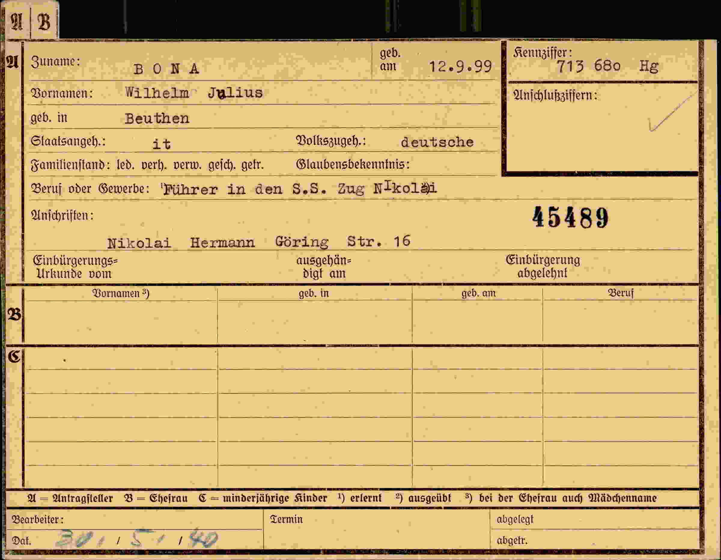Dokument für Wilhelm Julius Bona