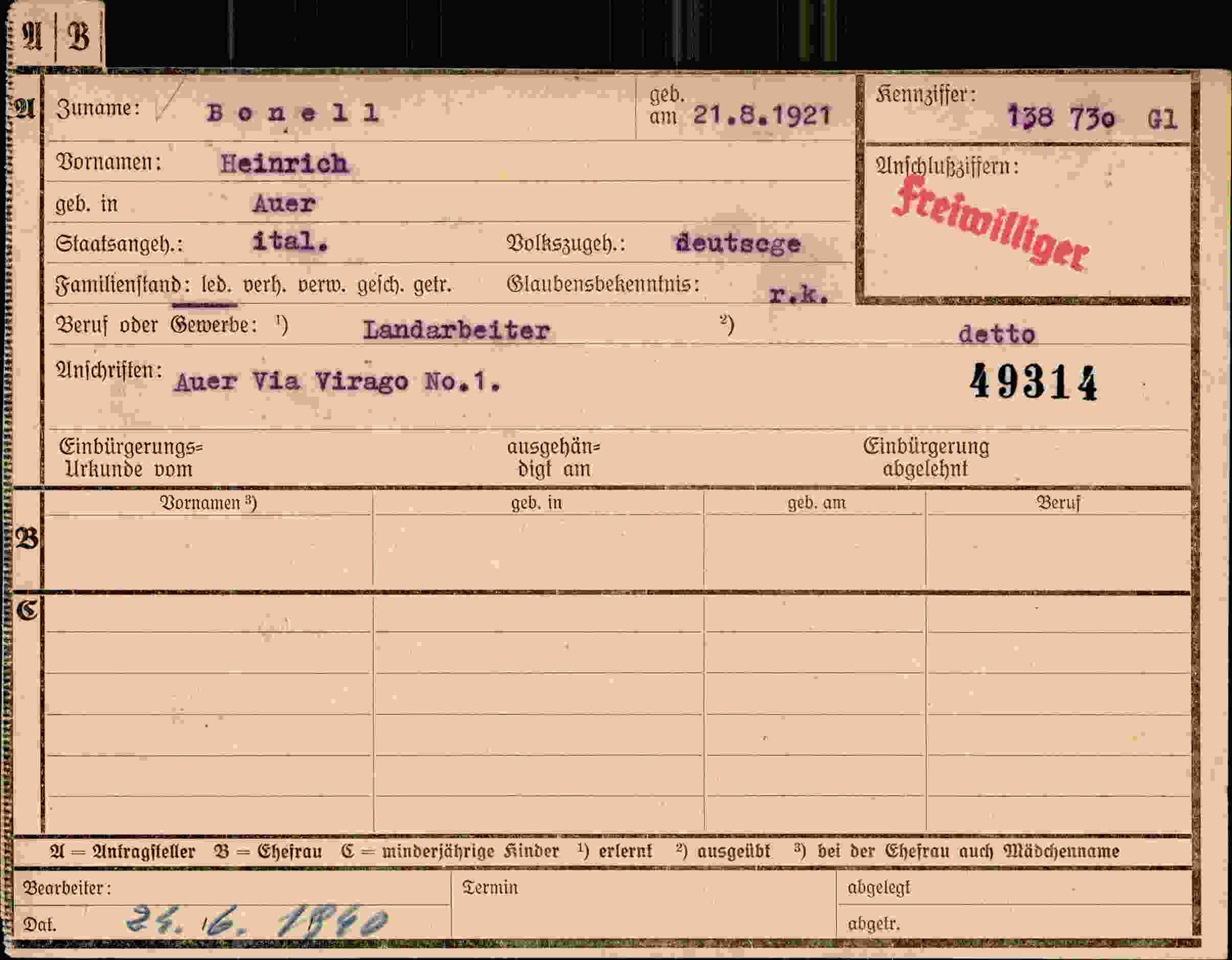 Vorderseite des Dokuments