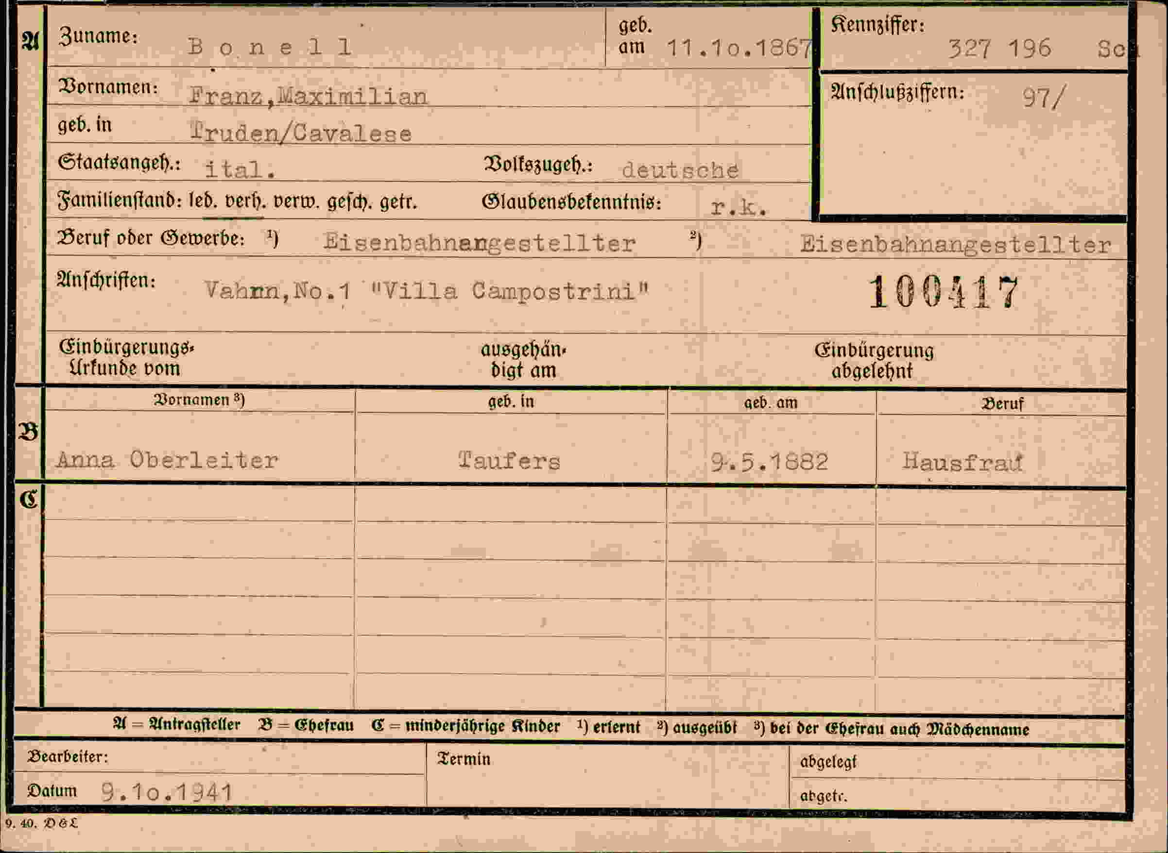 Dokument für Franz Maximilian Bonell