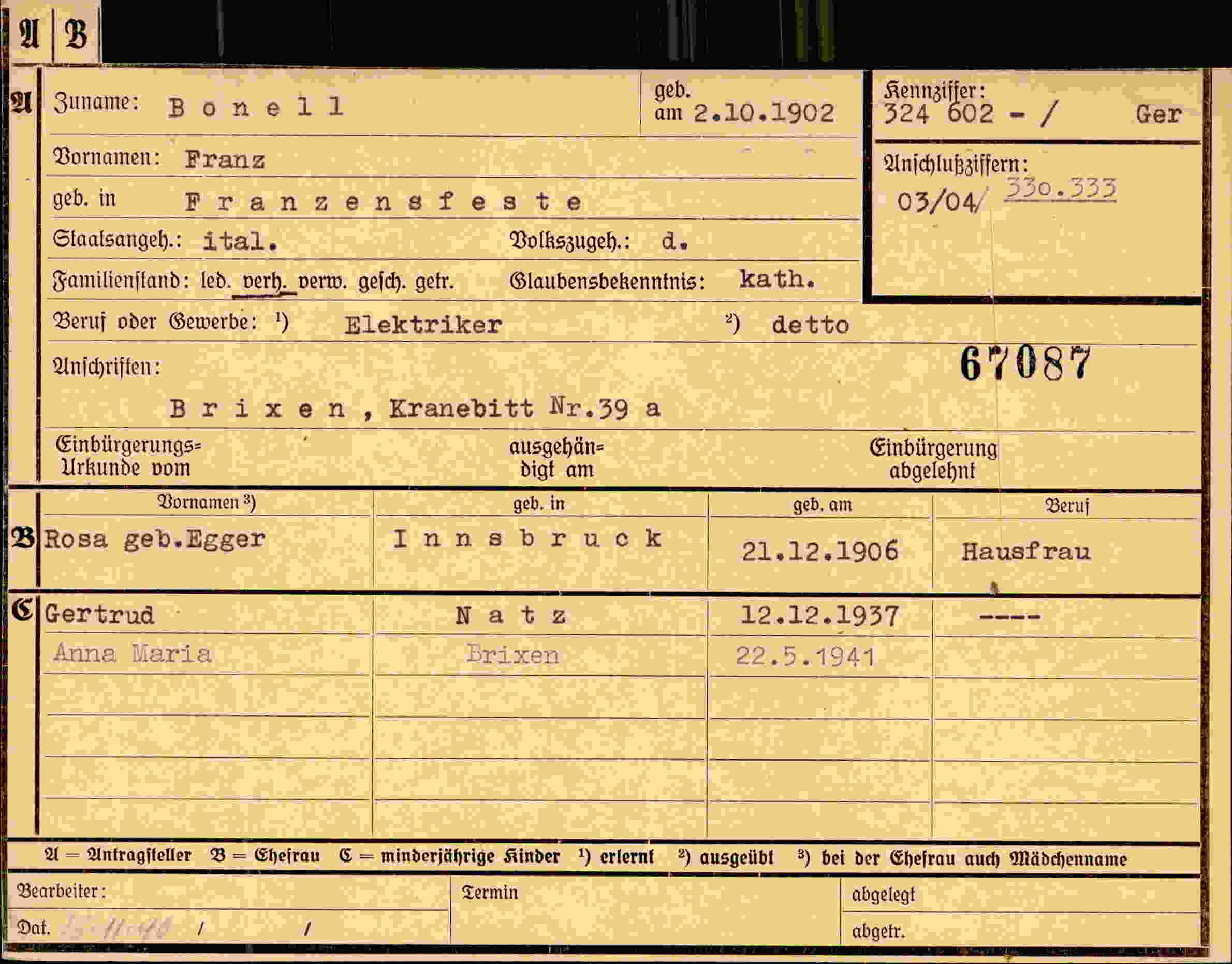 Dokument für Franz Bonell