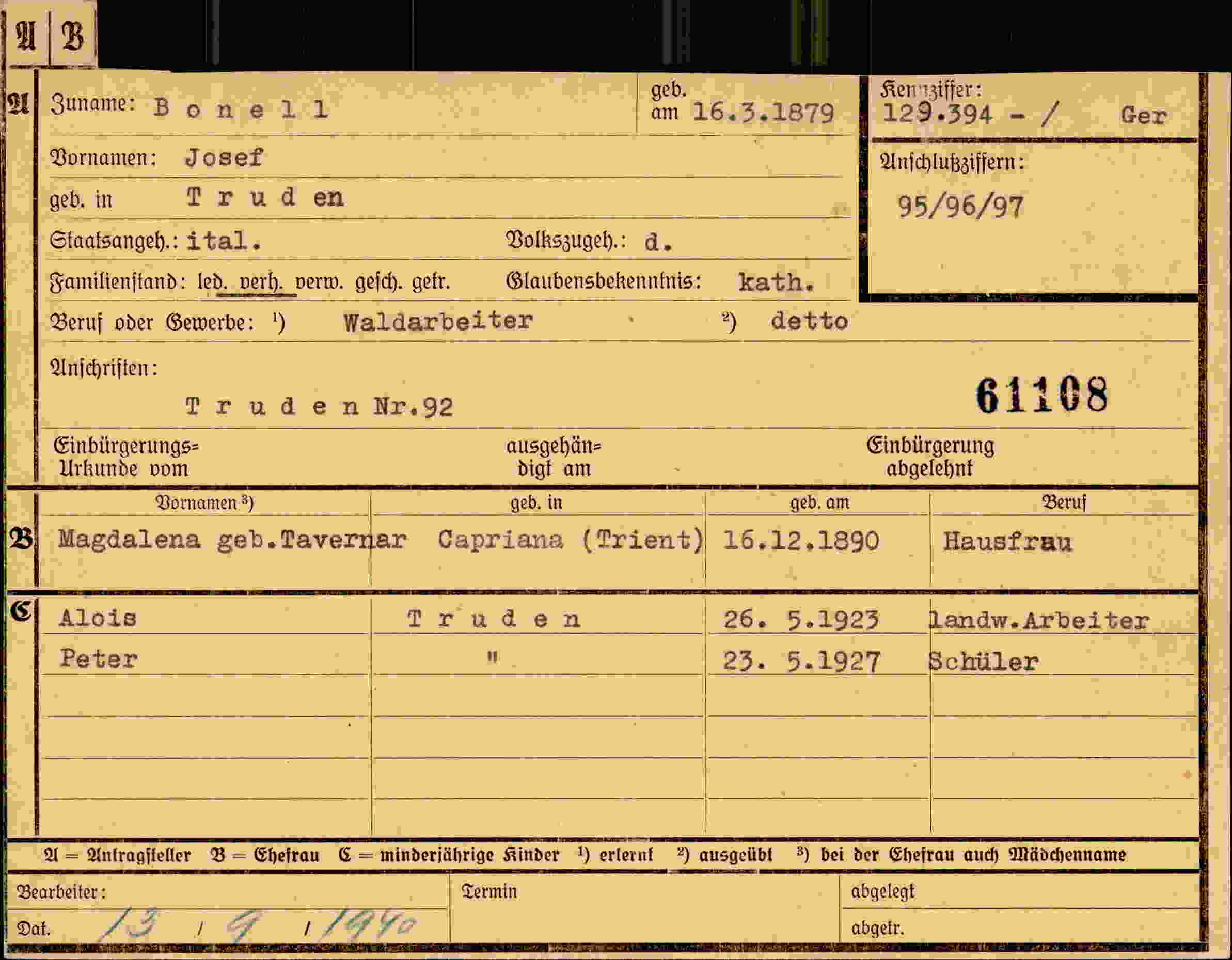 Dokument für Josef Bonell