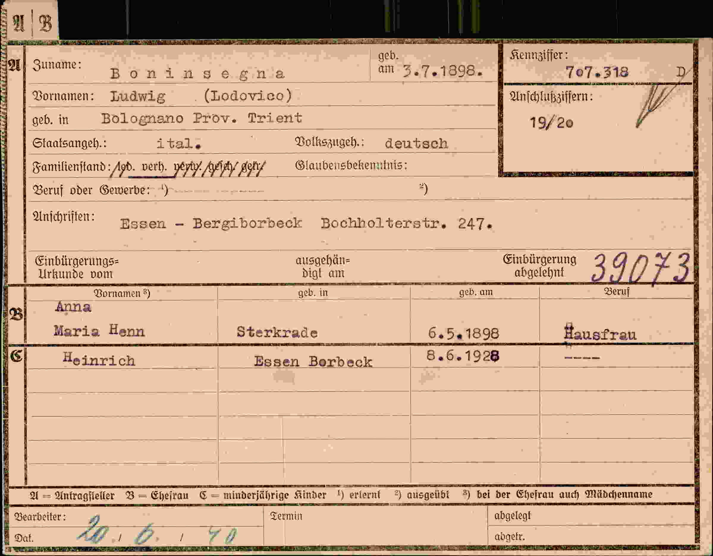 Dokument für Ludwig Boninsegna